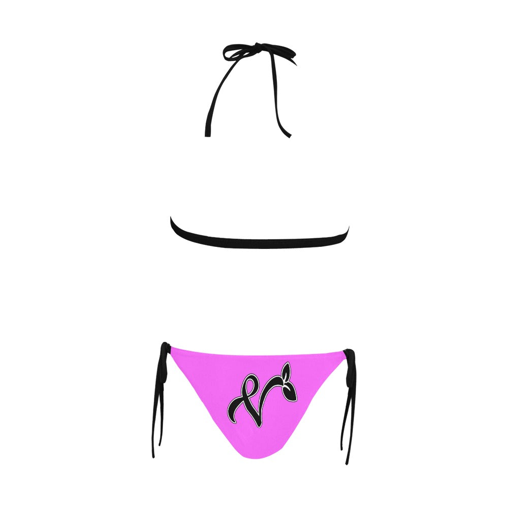 Womens Vegan Front Buckle Halter Bikini