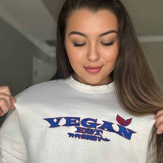 VEGAN "EST****" CUSTOMIZABLE Unisex Premium Embroidered Sweatshirt