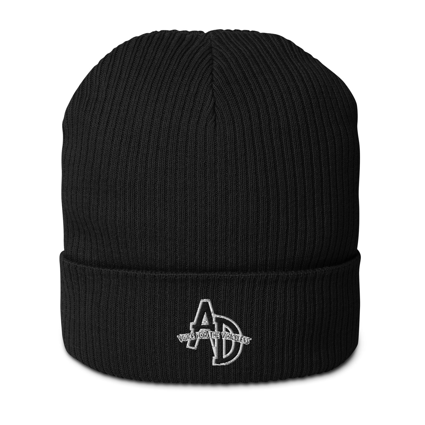 VEGAN " Animal Defender" Embroidered Organic ribbed beanie