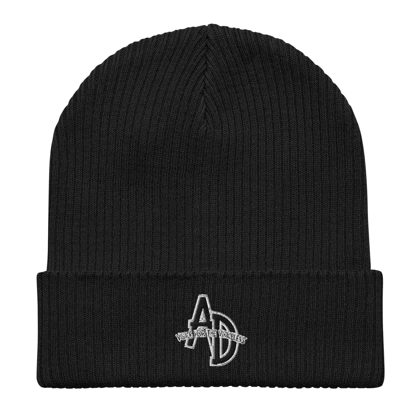VEGAN " Animal Defender" Embroidered Organic ribbed beanie