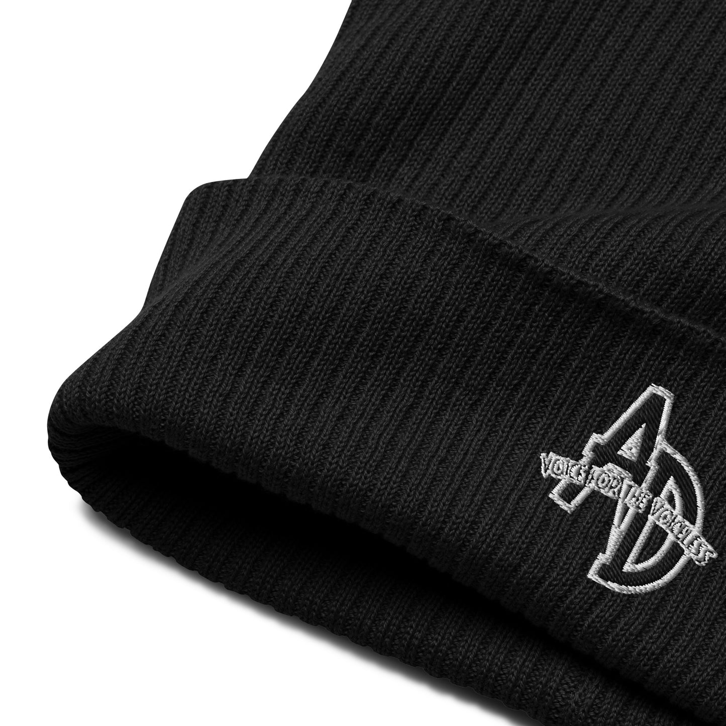 VEGAN " Animal Defender" Embroidered Organic ribbed beanie