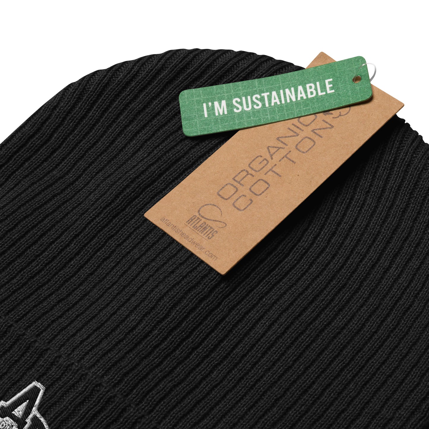 VEGAN " Animal Defender" Embroidered Organic ribbed beanie