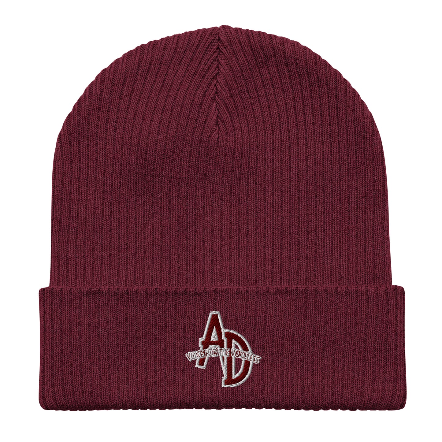 VEGAN " Animal Defender" Embroidered Organic ribbed beanie