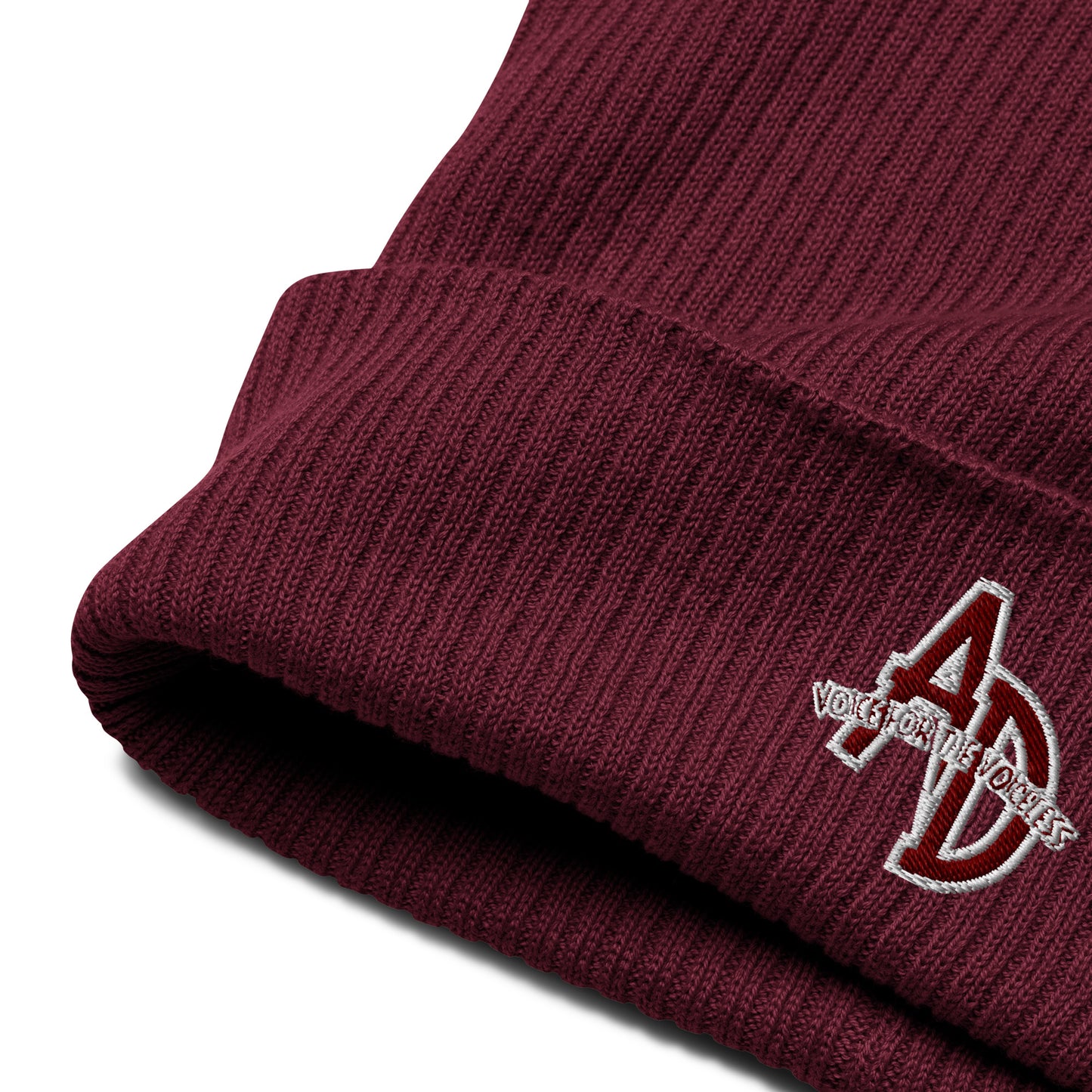 VEGAN " Animal Defender" Embroidered Organic ribbed beanie