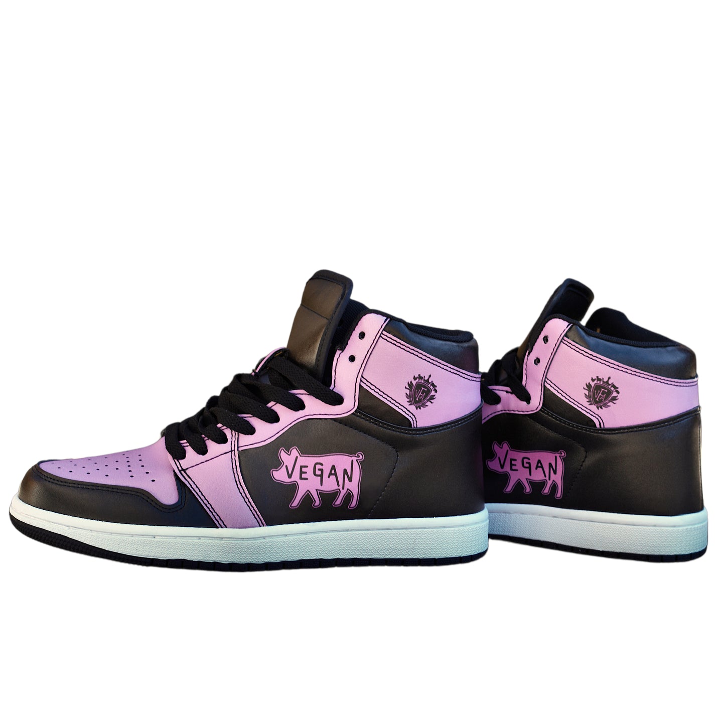 Vegan Retro High-Top Sneakers - Pink & Black