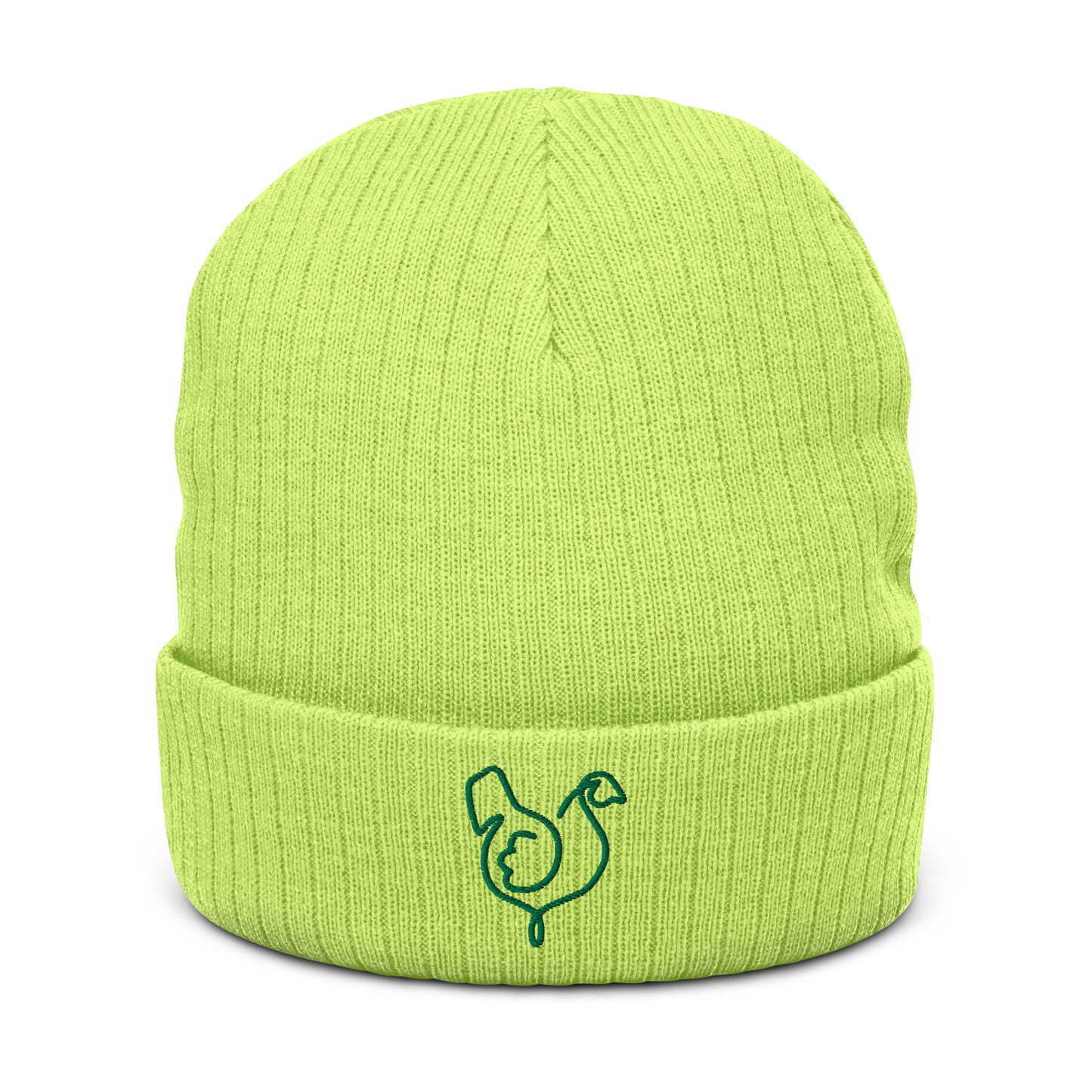 Vegan "Chicken" Embroidered Ribbed knit beanie