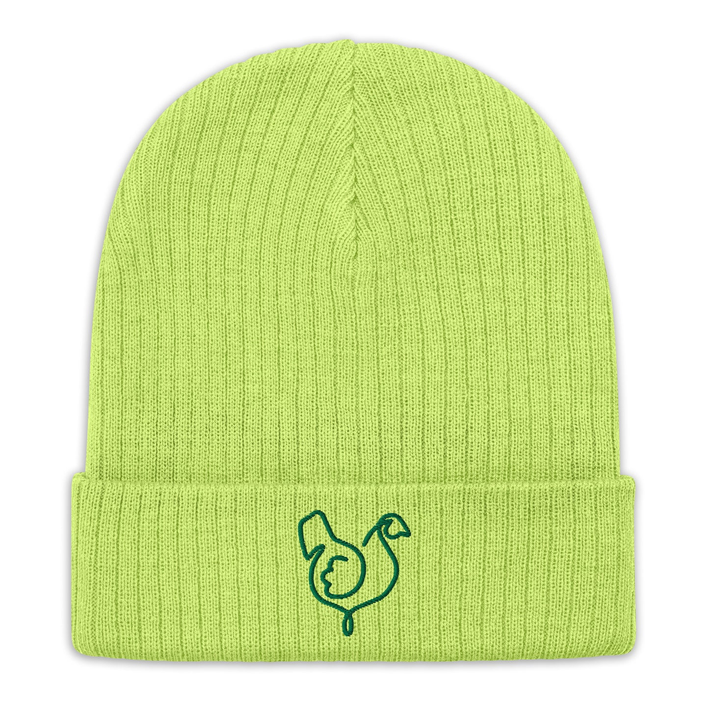 Vegan "Chicken" Embroidered Ribbed knit beanie