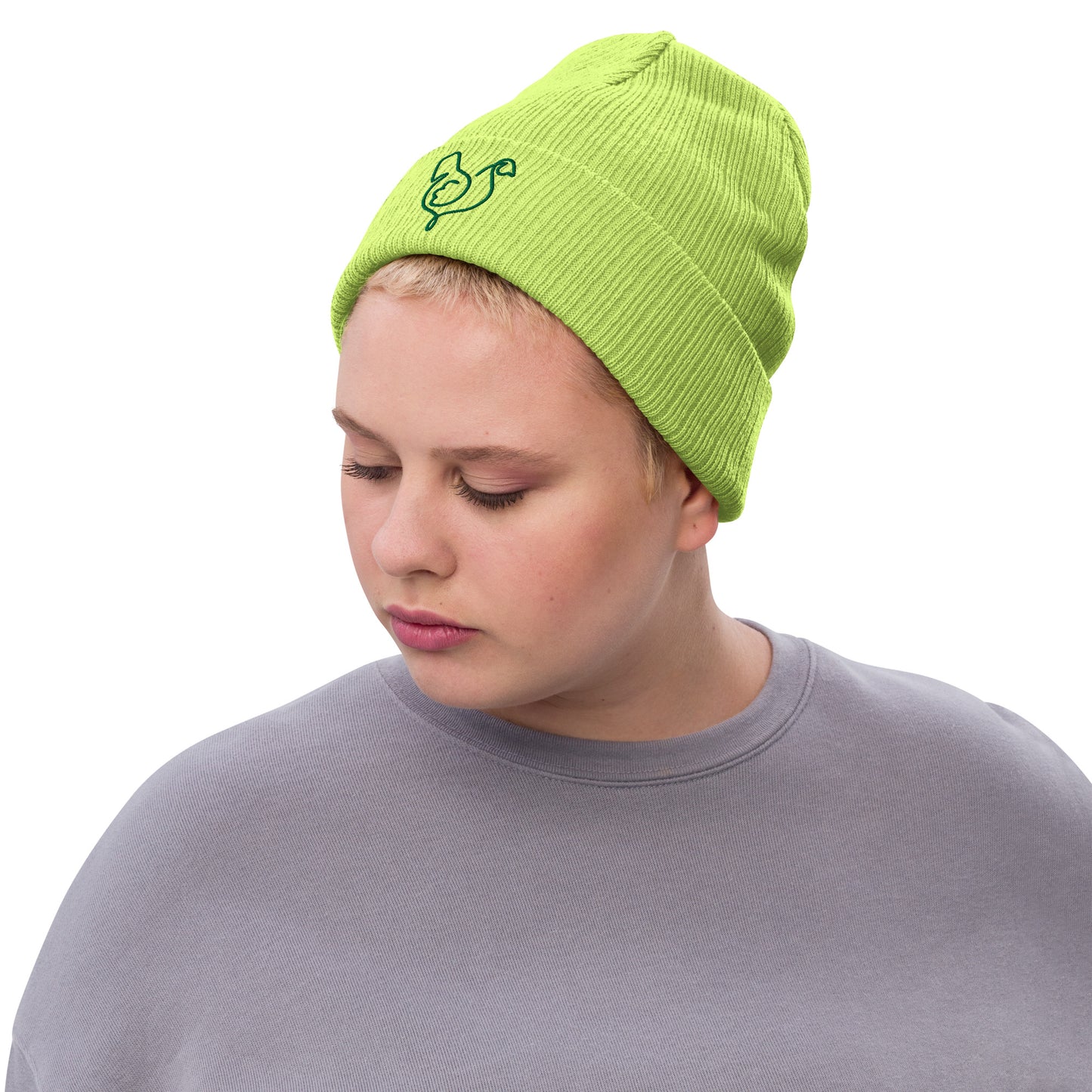 Vegan "Chicken" Embroidered Ribbed knit beanie