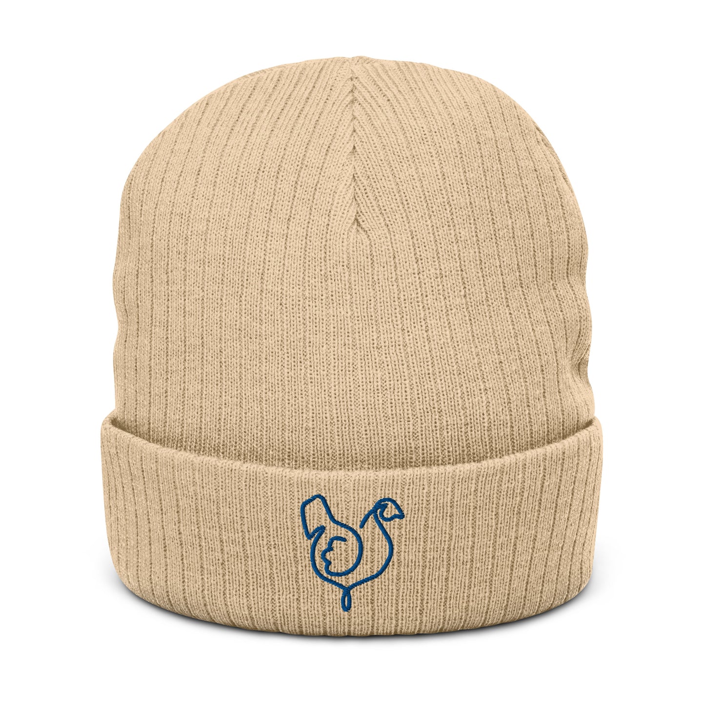 Vegan "Chicken" Embroidered Ribbed knit beanie