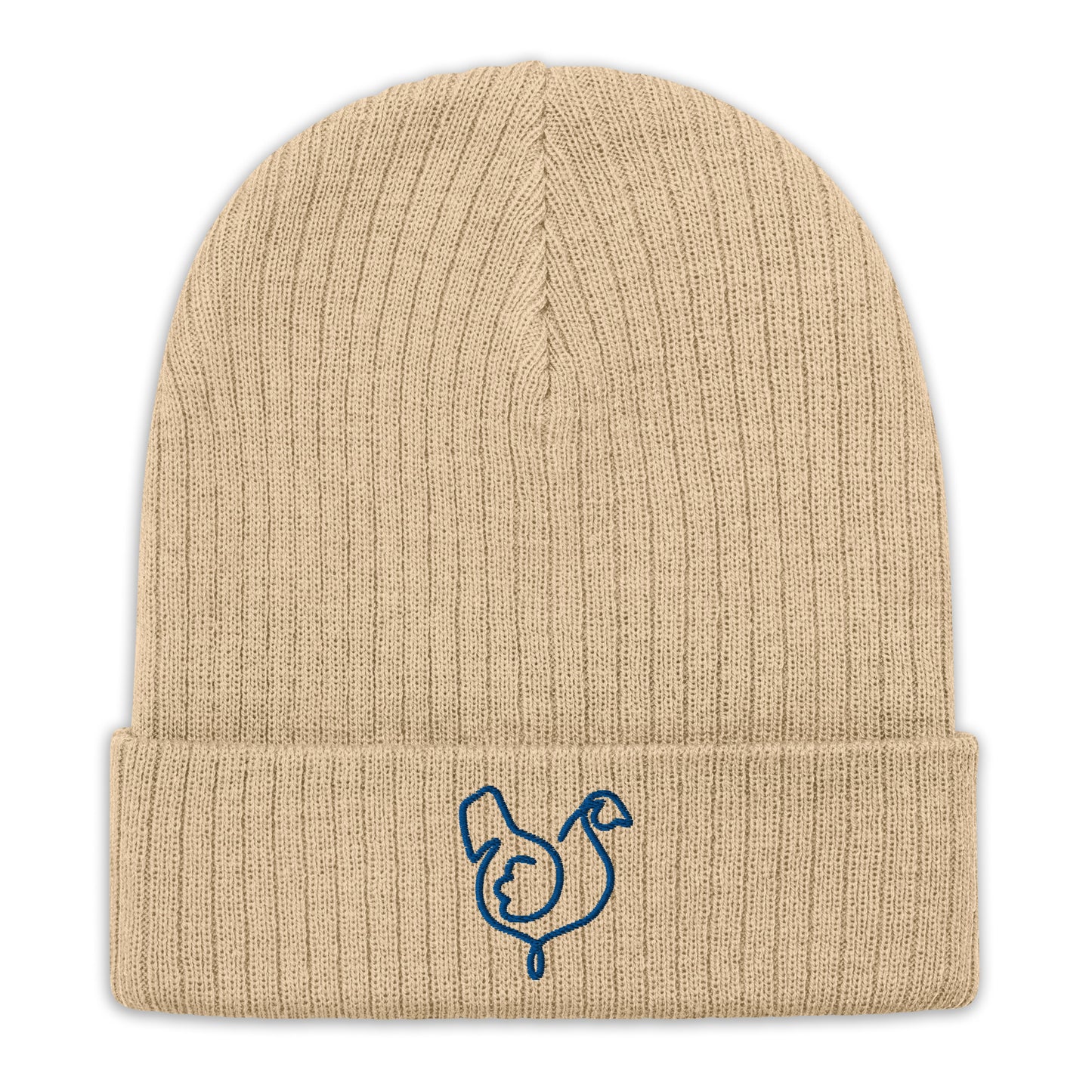 Vegan "Chicken" Embroidered Ribbed knit beanie