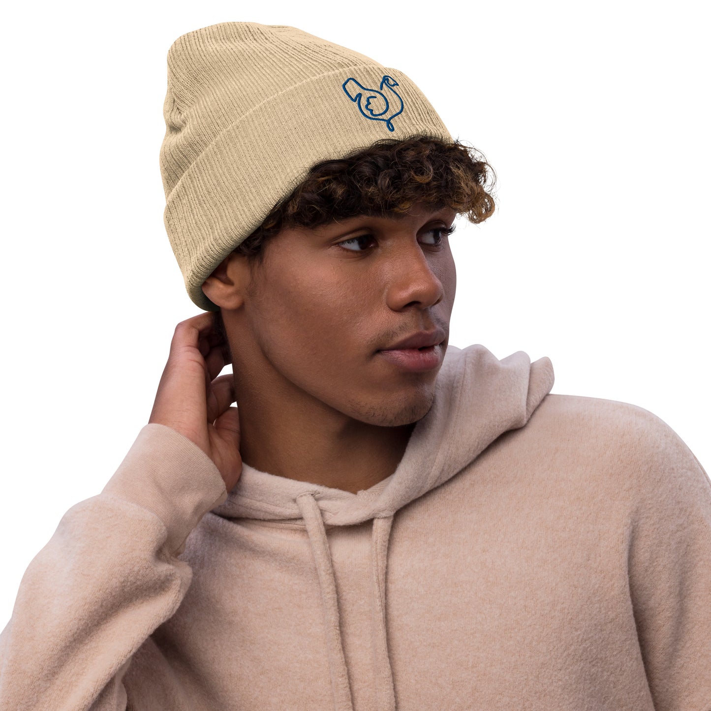 Vegan "Chicken" Embroidered Ribbed knit beanie