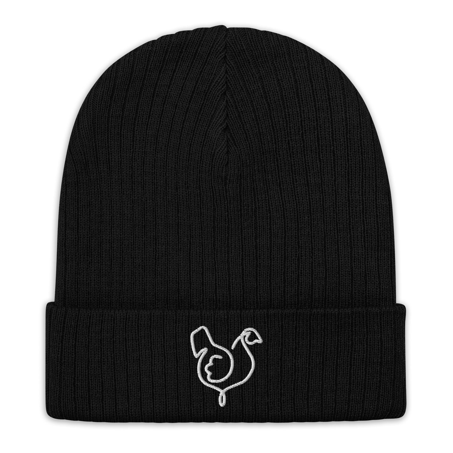 Vegan "Chicken" Embroidered Ribbed knit beanie
