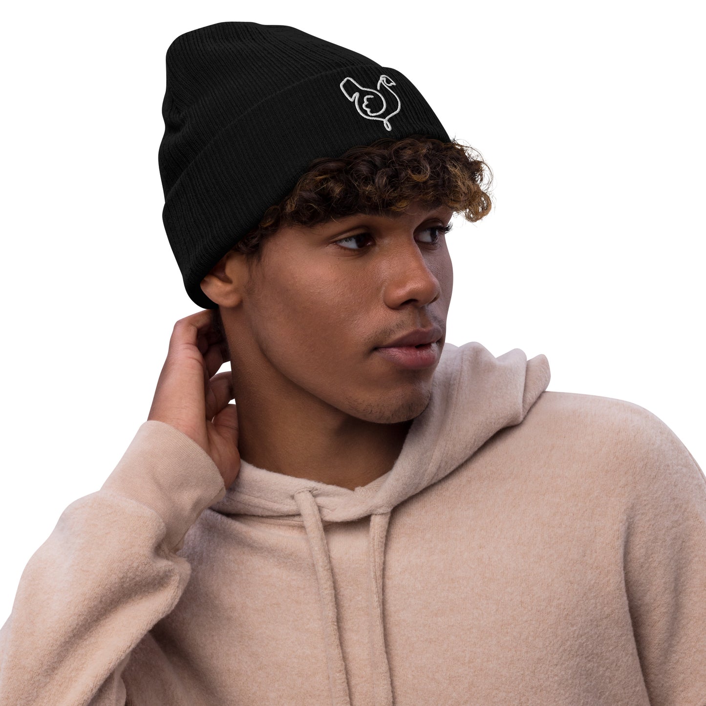 Vegan "Chicken" Embroidered Ribbed knit beanie