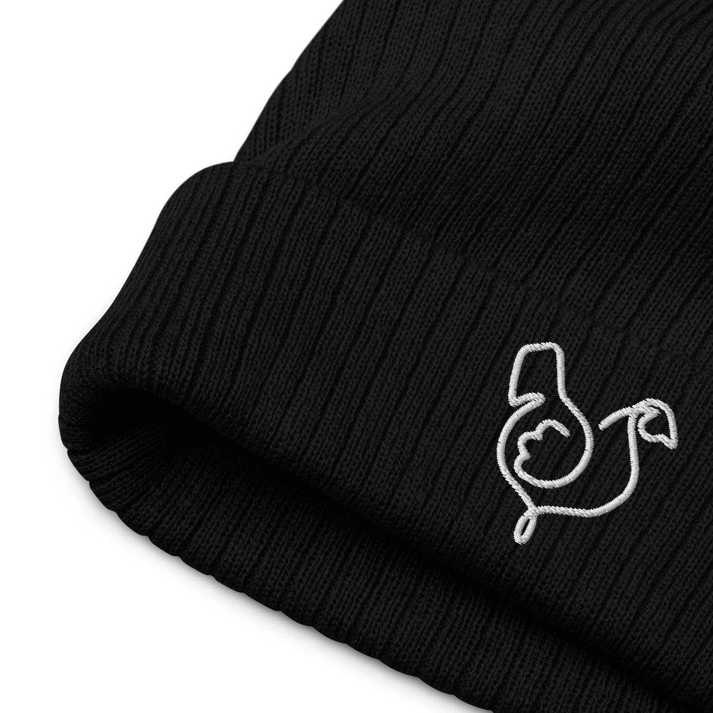 Vegan "Chicken" Embroidered Ribbed knit beanie