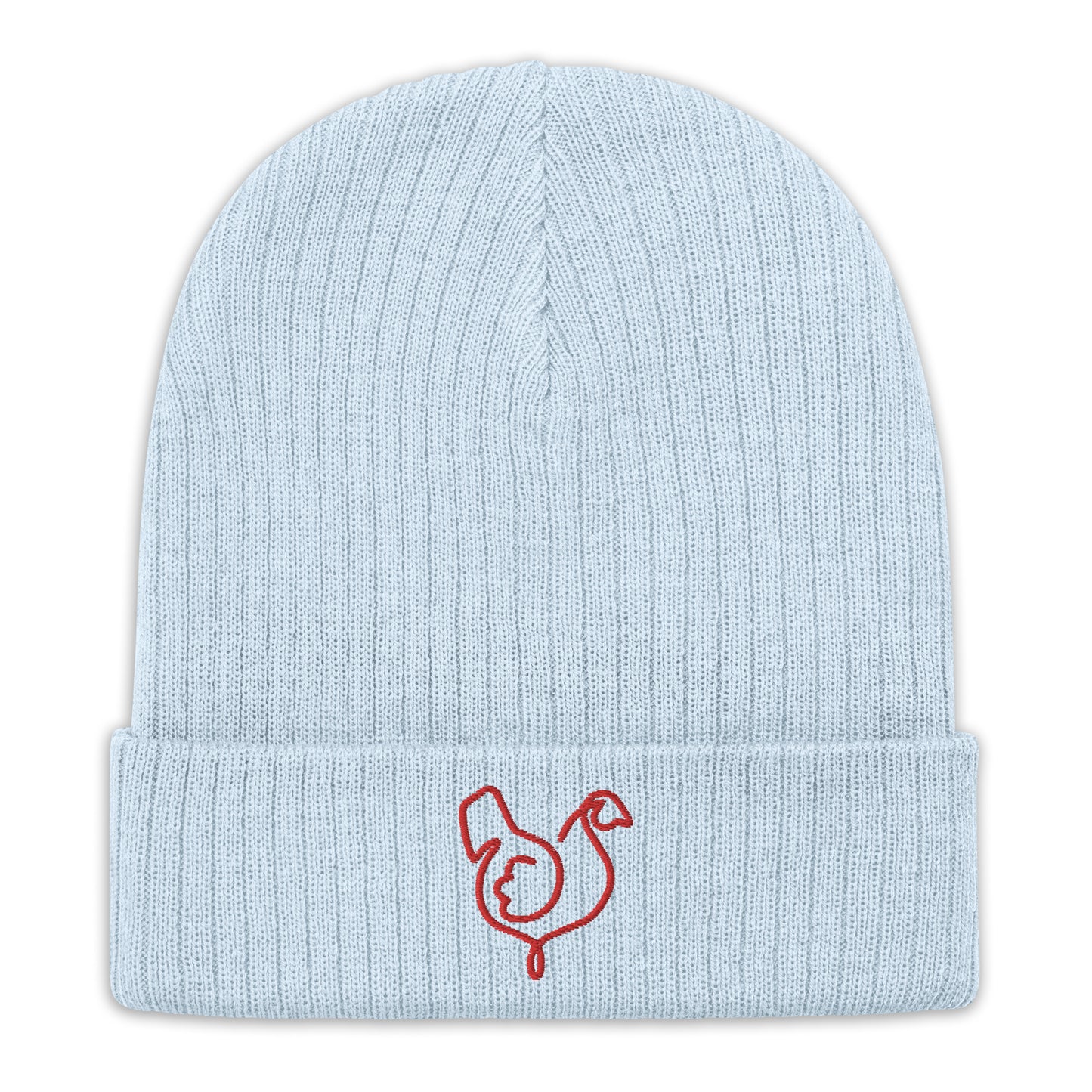 Vegan "Chicken" Embroidered Ribbed knit beanie