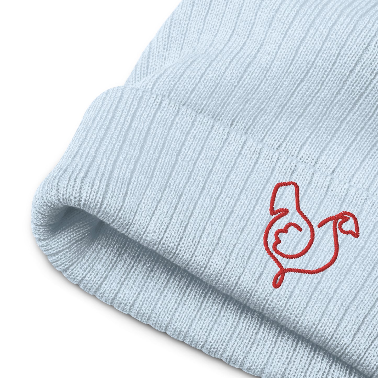 Vegan "Chicken" Embroidered Ribbed knit beanie
