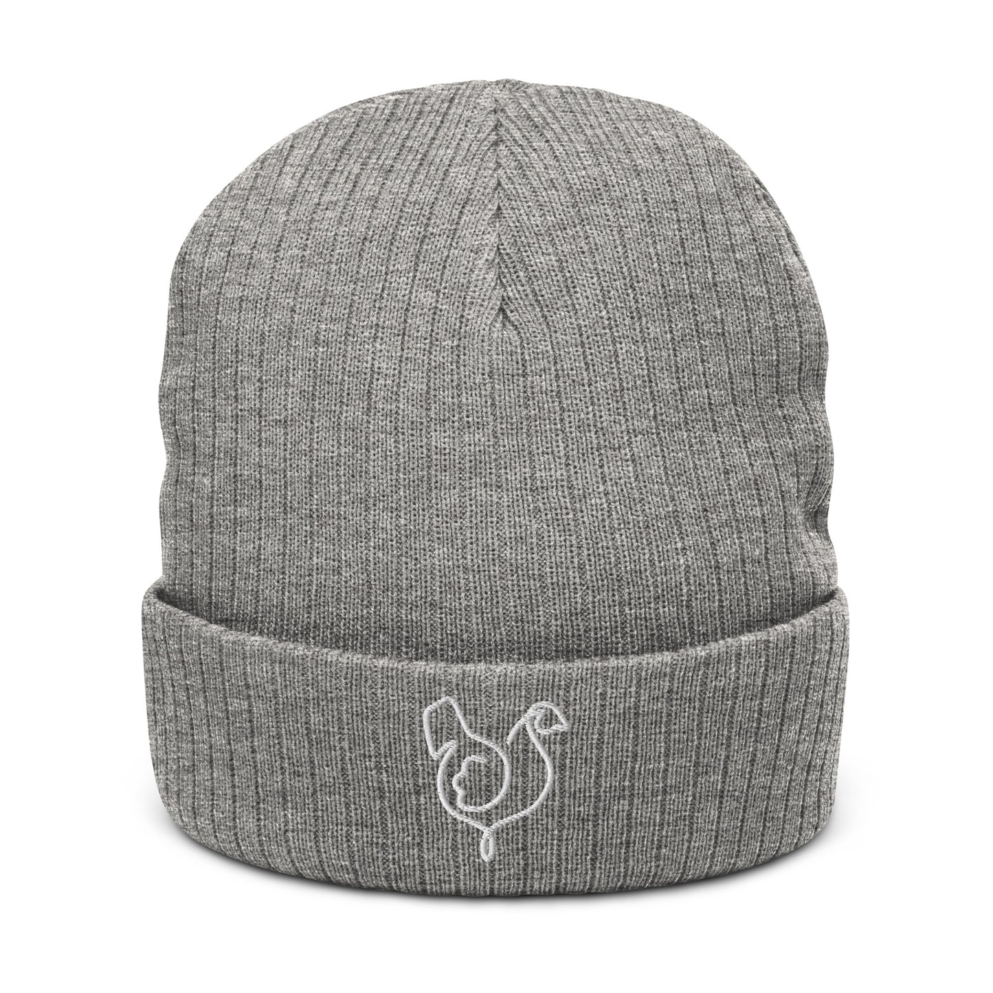 Vegan "Chicken" Embroidered Ribbed knit beanie