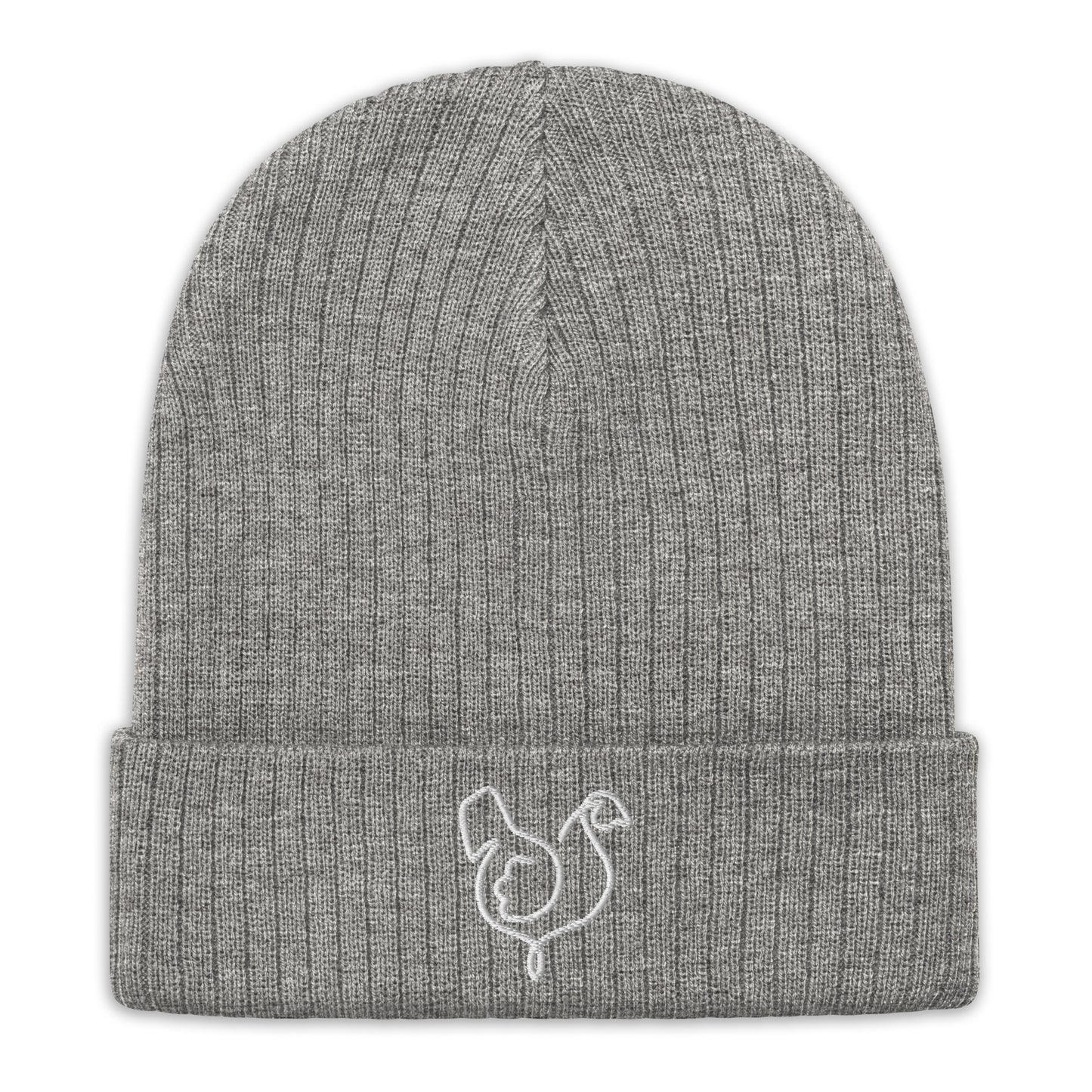 Vegan "Chicken" Embroidered Ribbed knit beanie