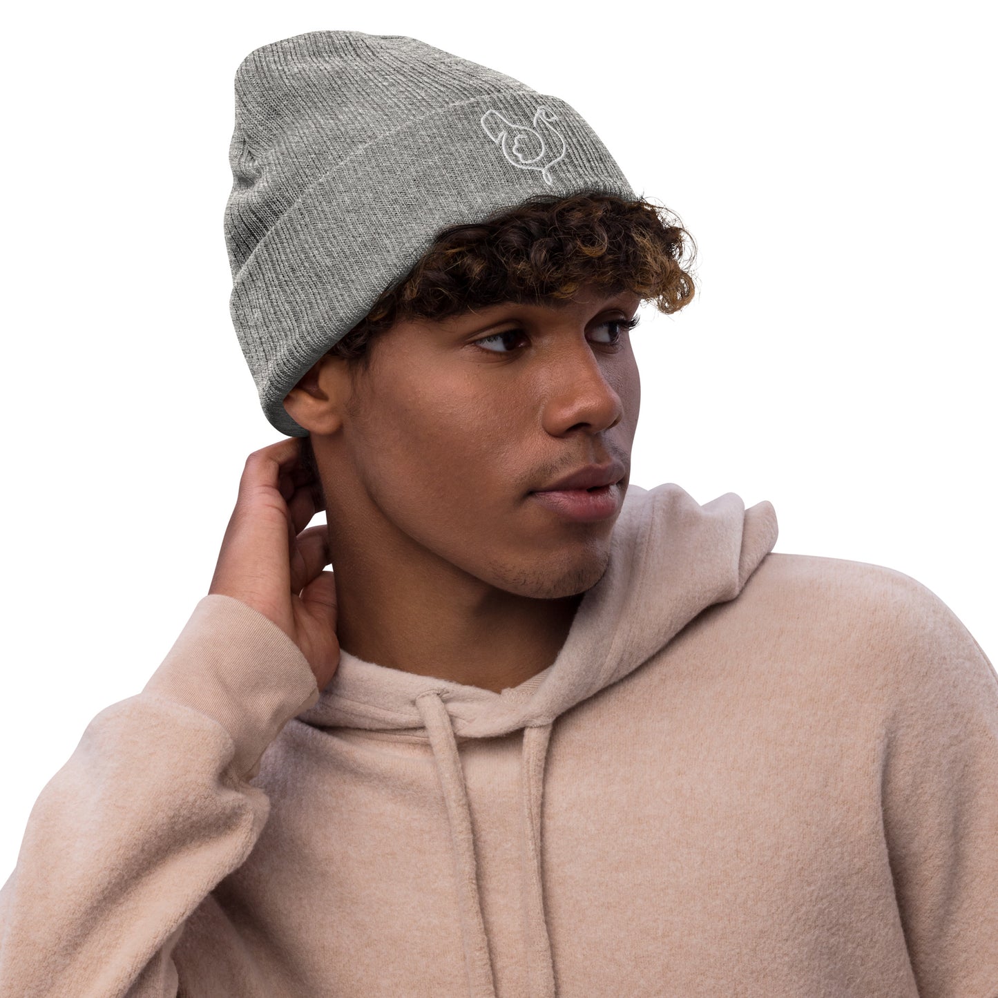 Vegan "Chicken" Embroidered Ribbed knit beanie