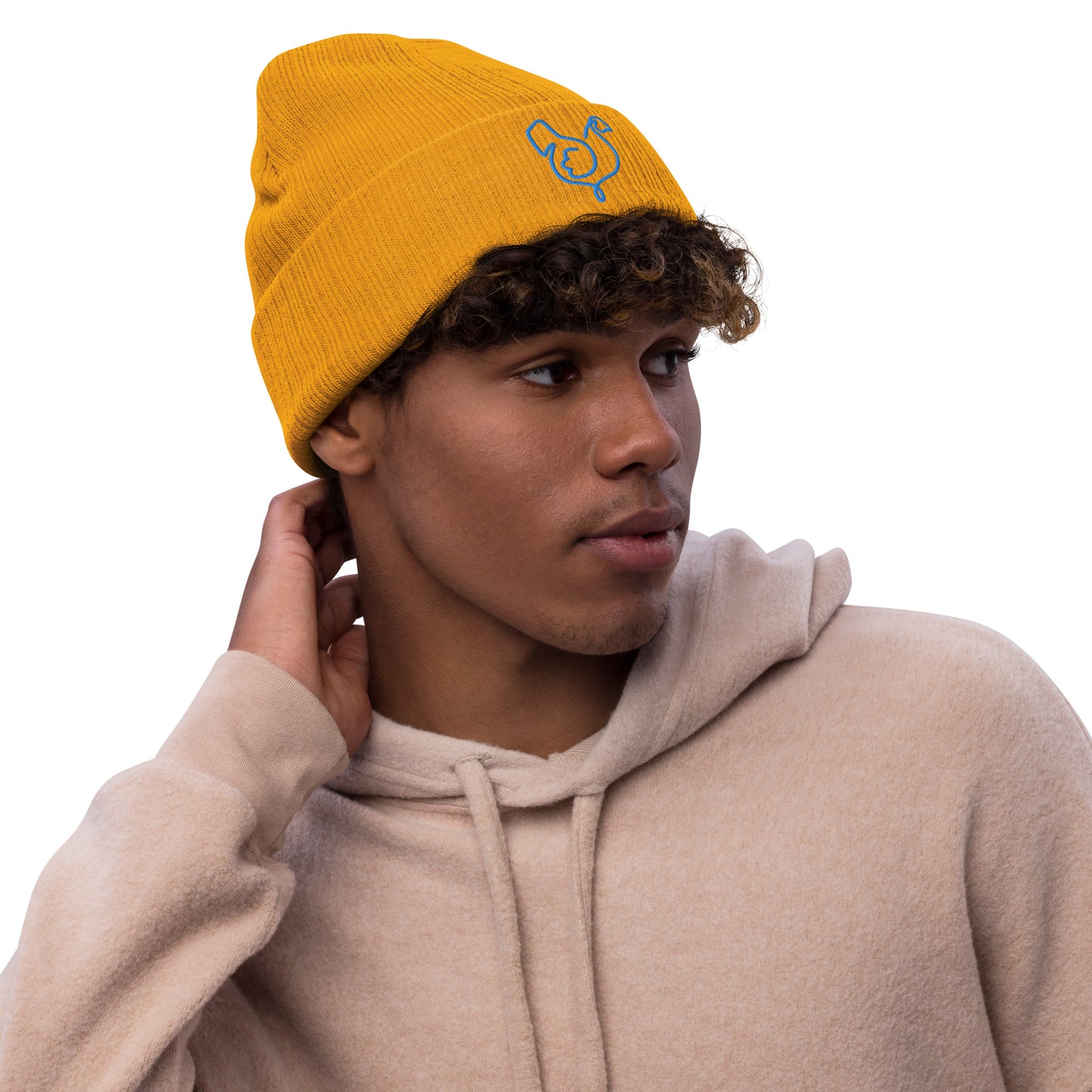 Vegan "Chicken" Embroidered Ribbed knit beanie