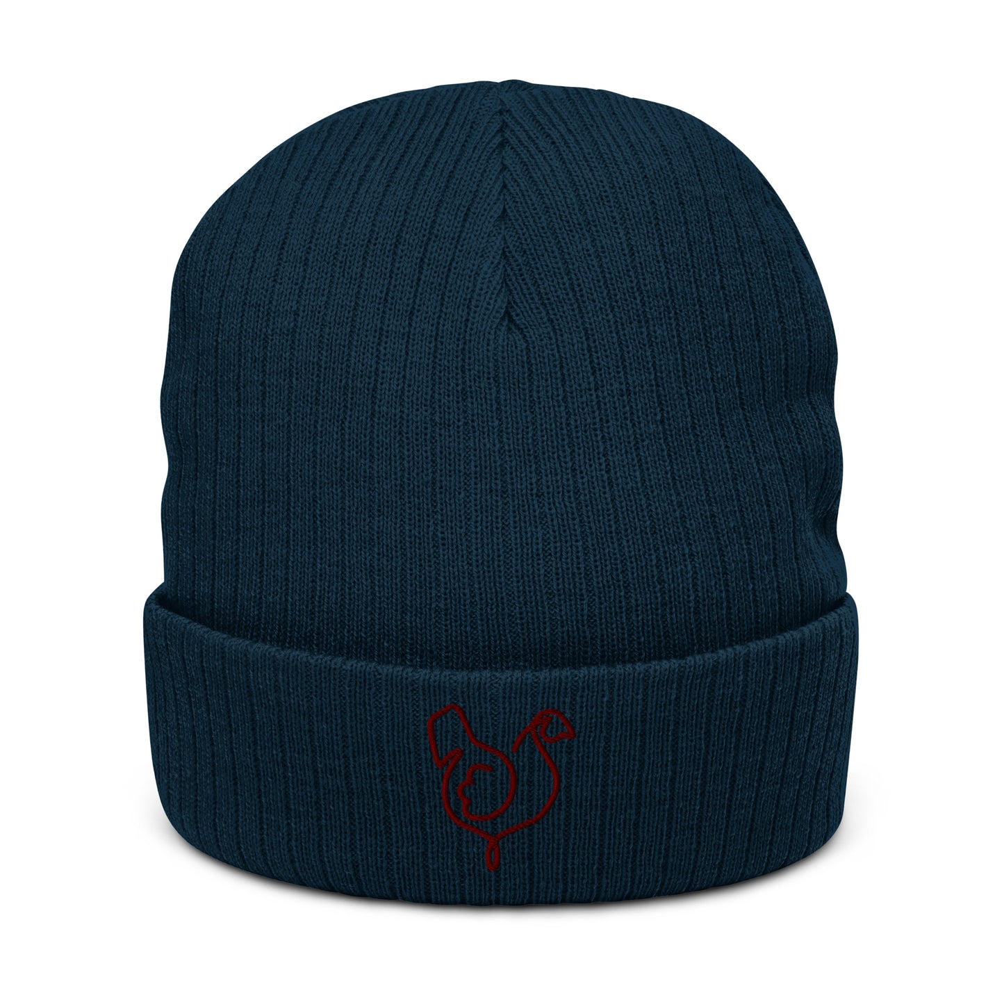 Vegan "Chicken" Embroidered Ribbed knit beanie