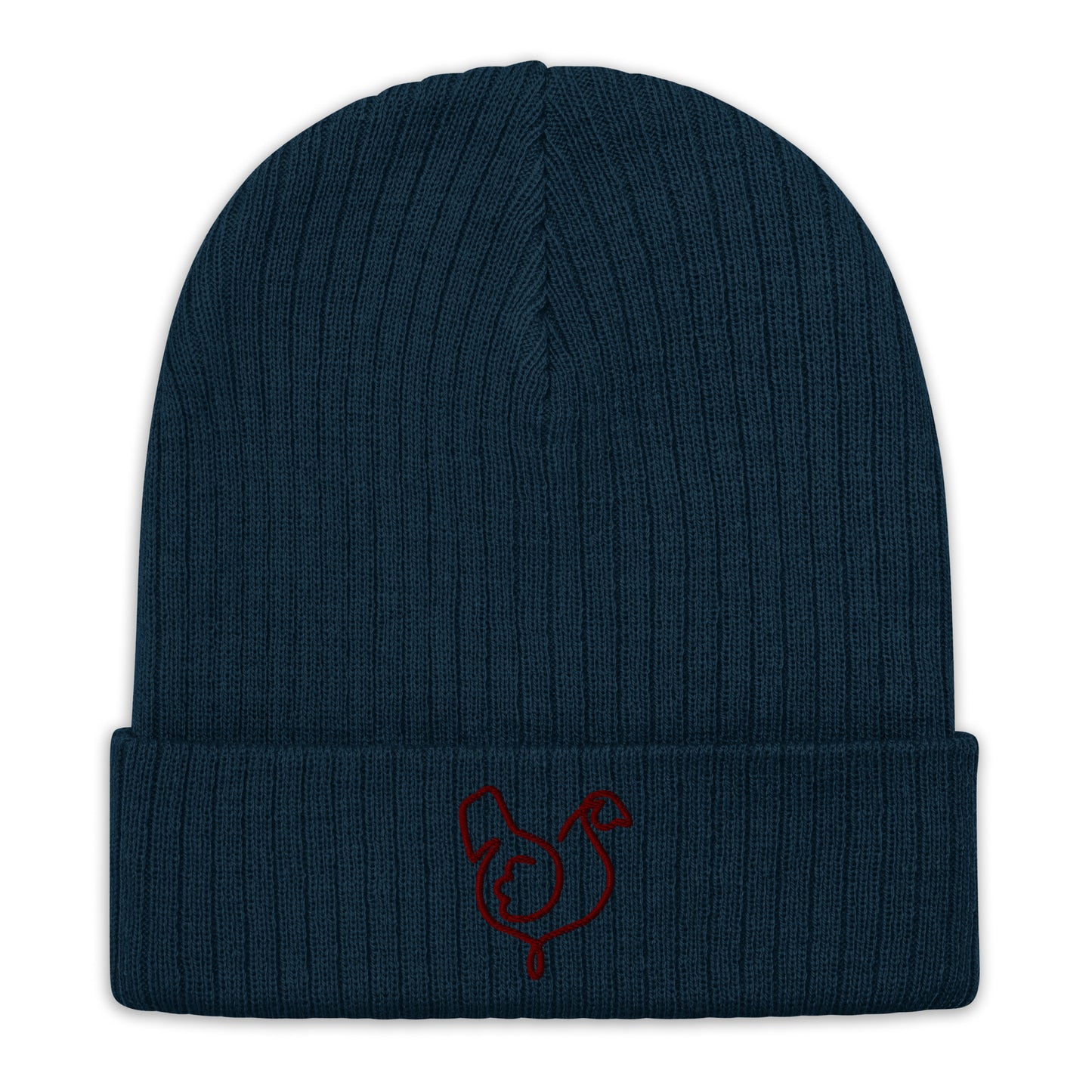 Vegan "Chicken" Embroidered Ribbed knit beanie