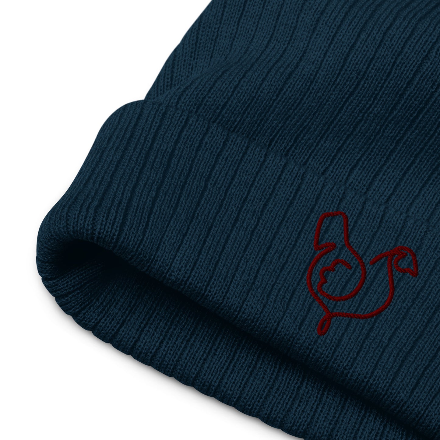 Vegan "Chicken" Embroidered Ribbed knit beanie