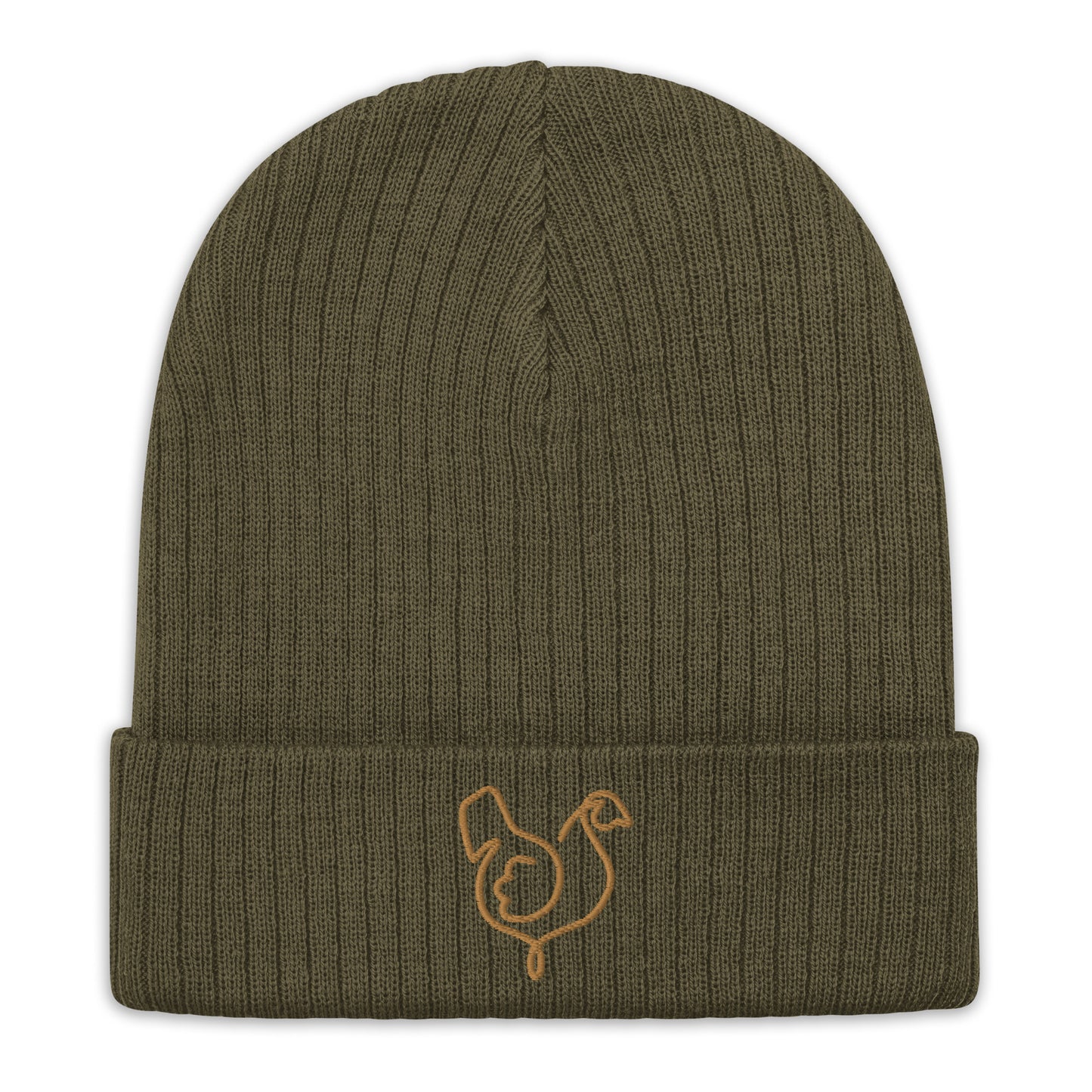 Vegan "Chicken" Embroidered Ribbed knit beanie