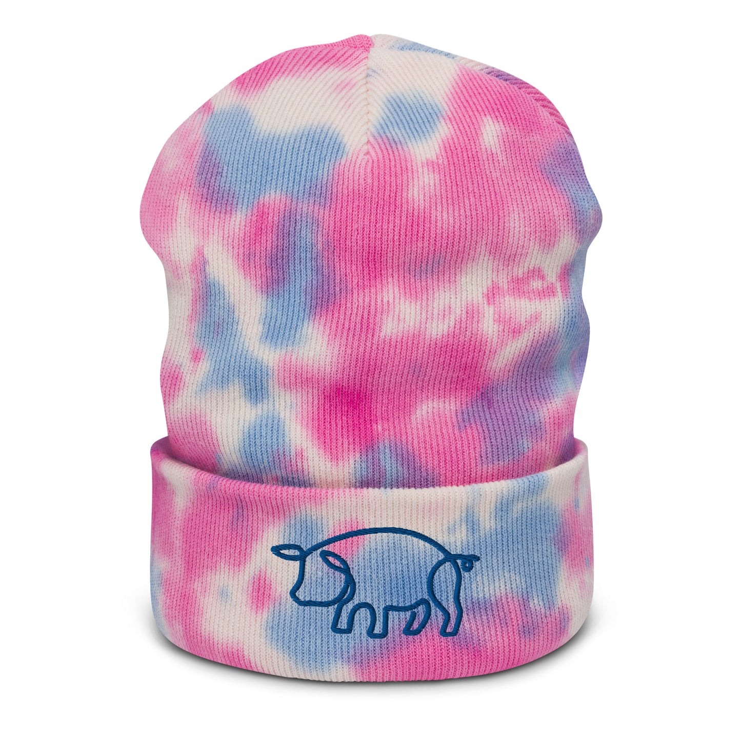 VEGAN " Pig " Embroidered Tie-dye beanie
