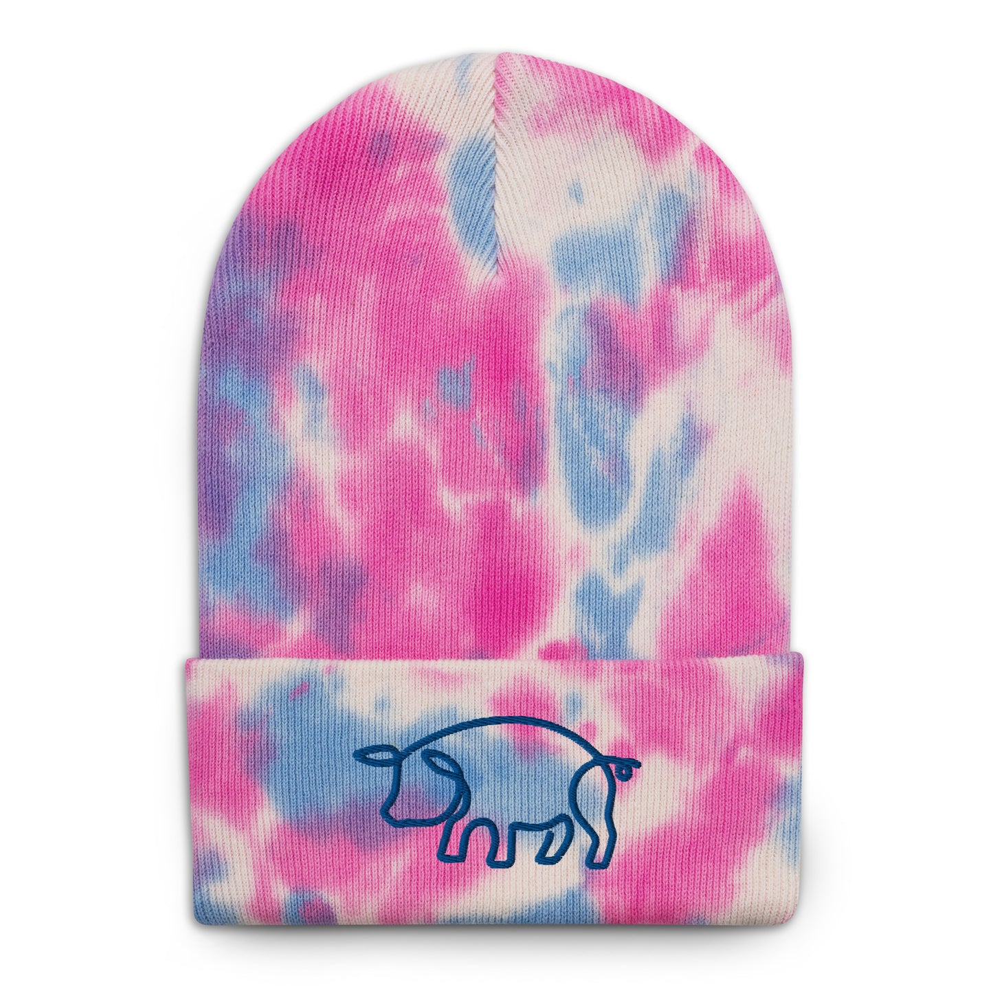 VEGAN " Pig " Embroidered Tie-dye beanie