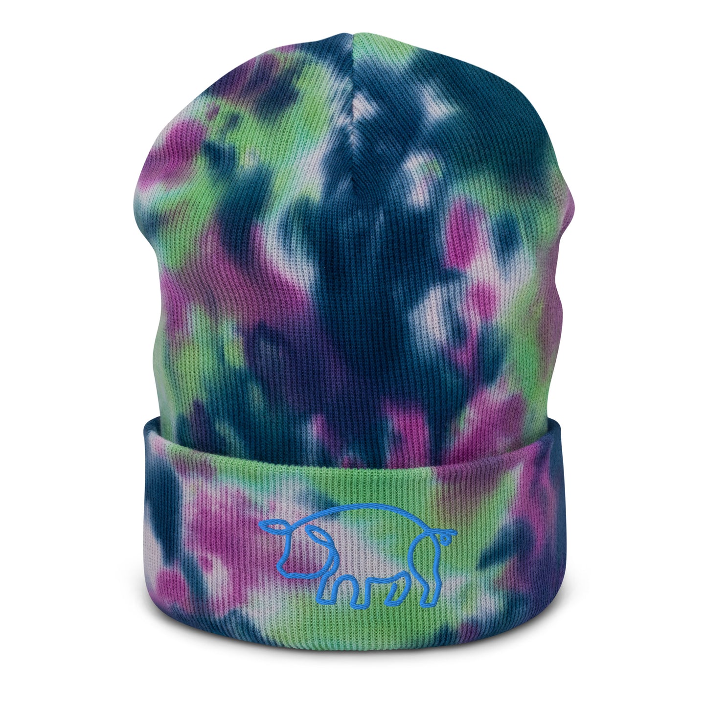 VEGAN " Pig " Embroidered Tie-dye beanie