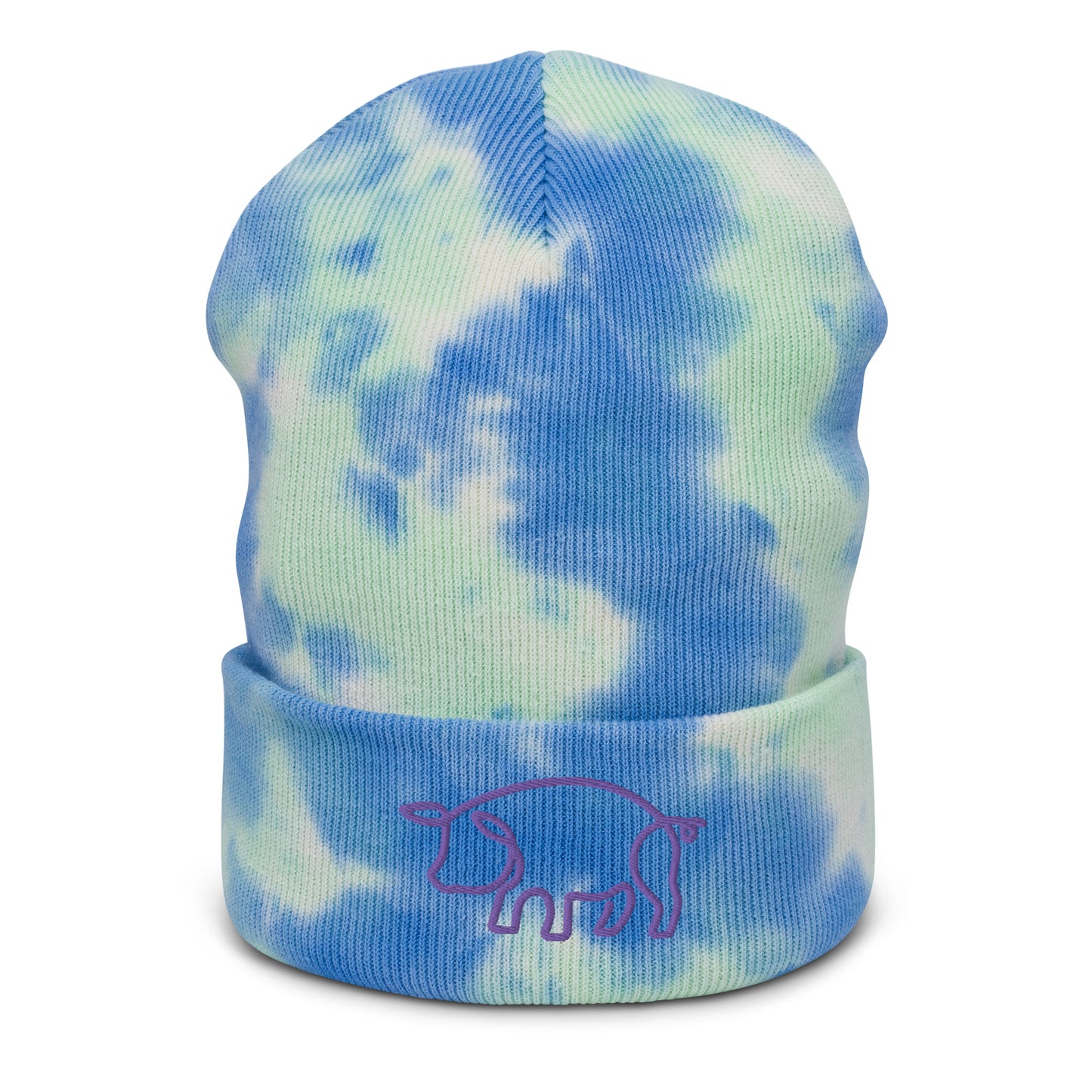 VEGAN " Pig " Embroidered Tie-dye beanie