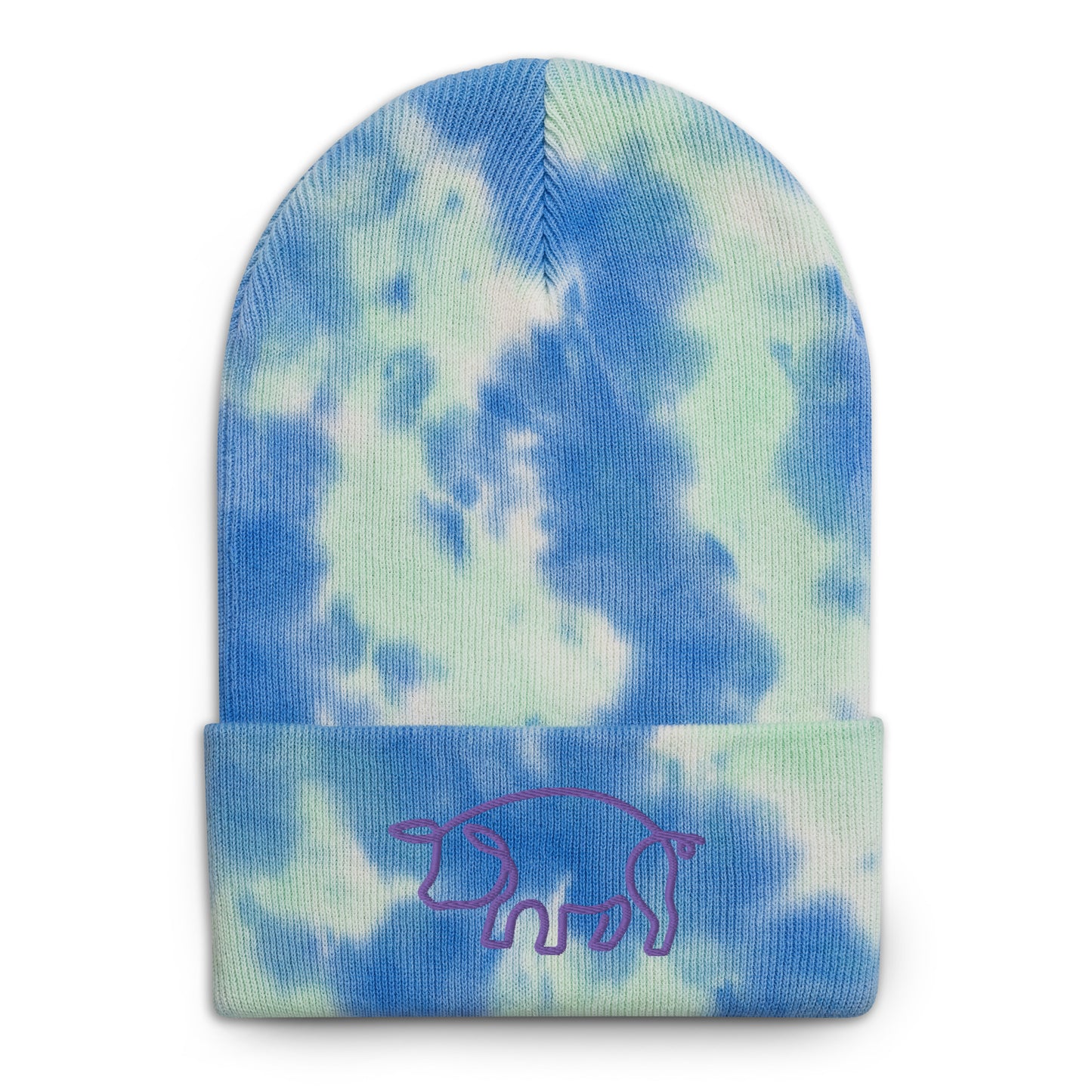 VEGAN " Pig " Embroidered Tie-dye beanie