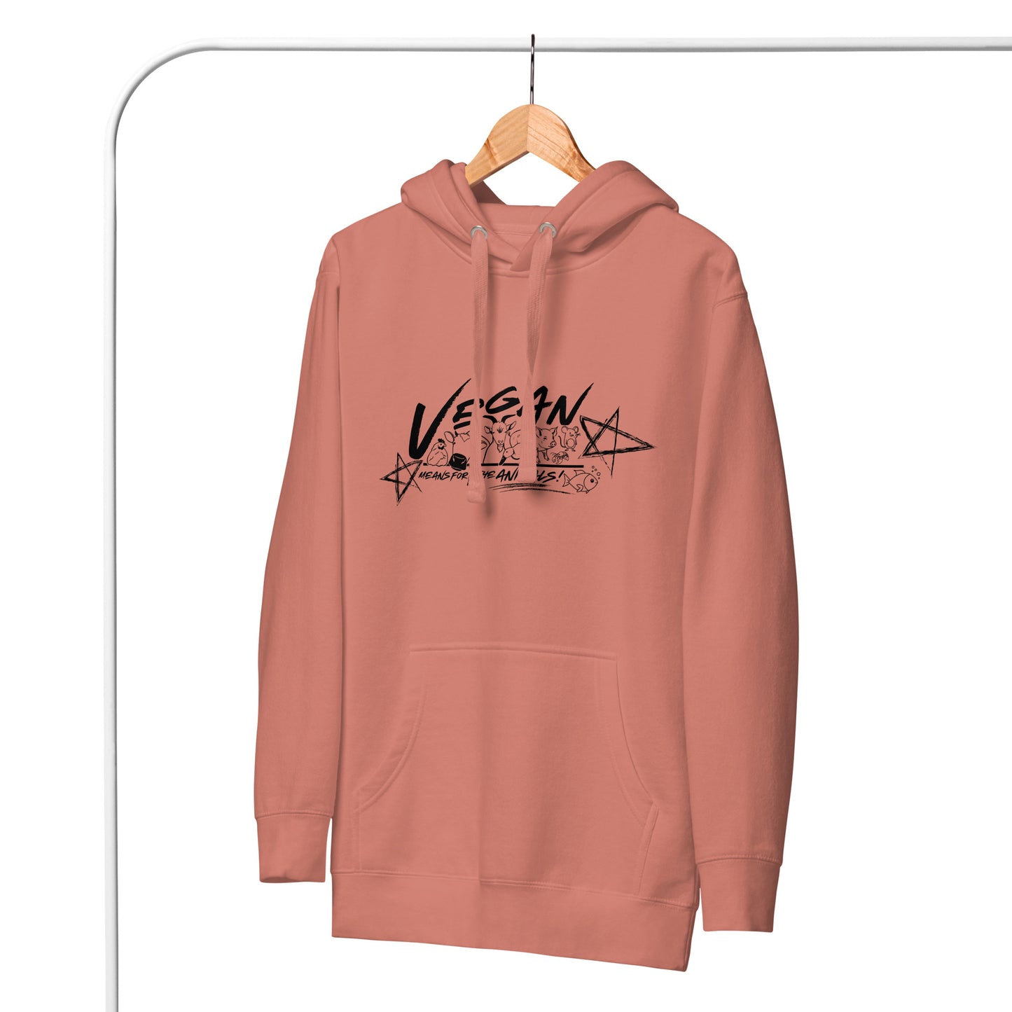 VEGAN " Means For The Animals! " Unisex Premium Hoodie