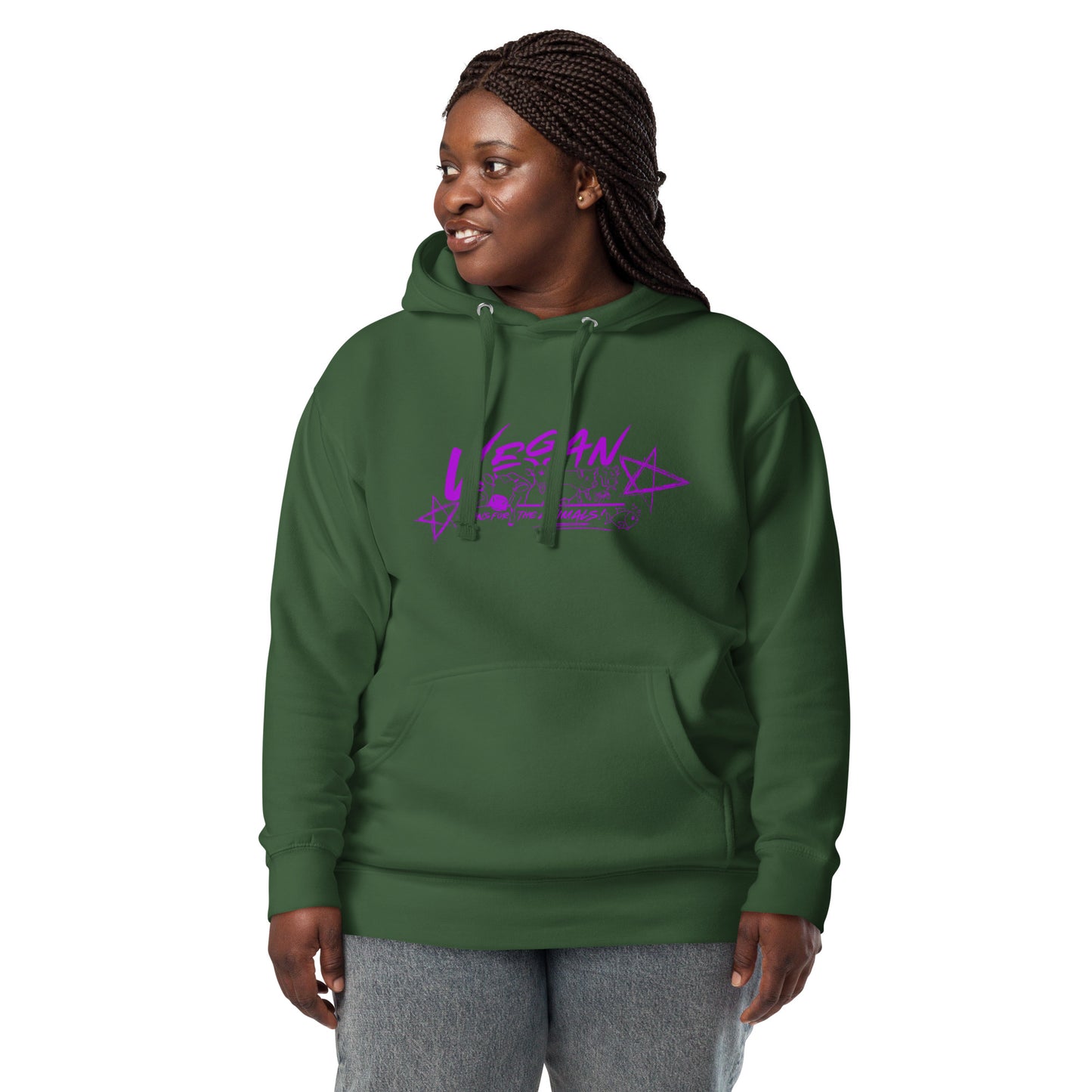 VEGAN " Means For The Animals! " Unisex Premium Hoodie