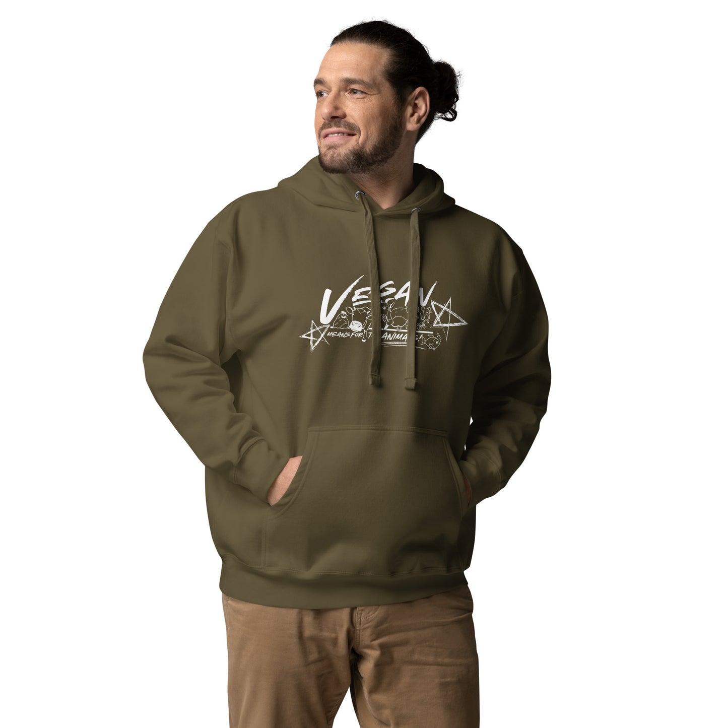 VEGAN " Means For The Animals! " Unisex Premium Hoodie