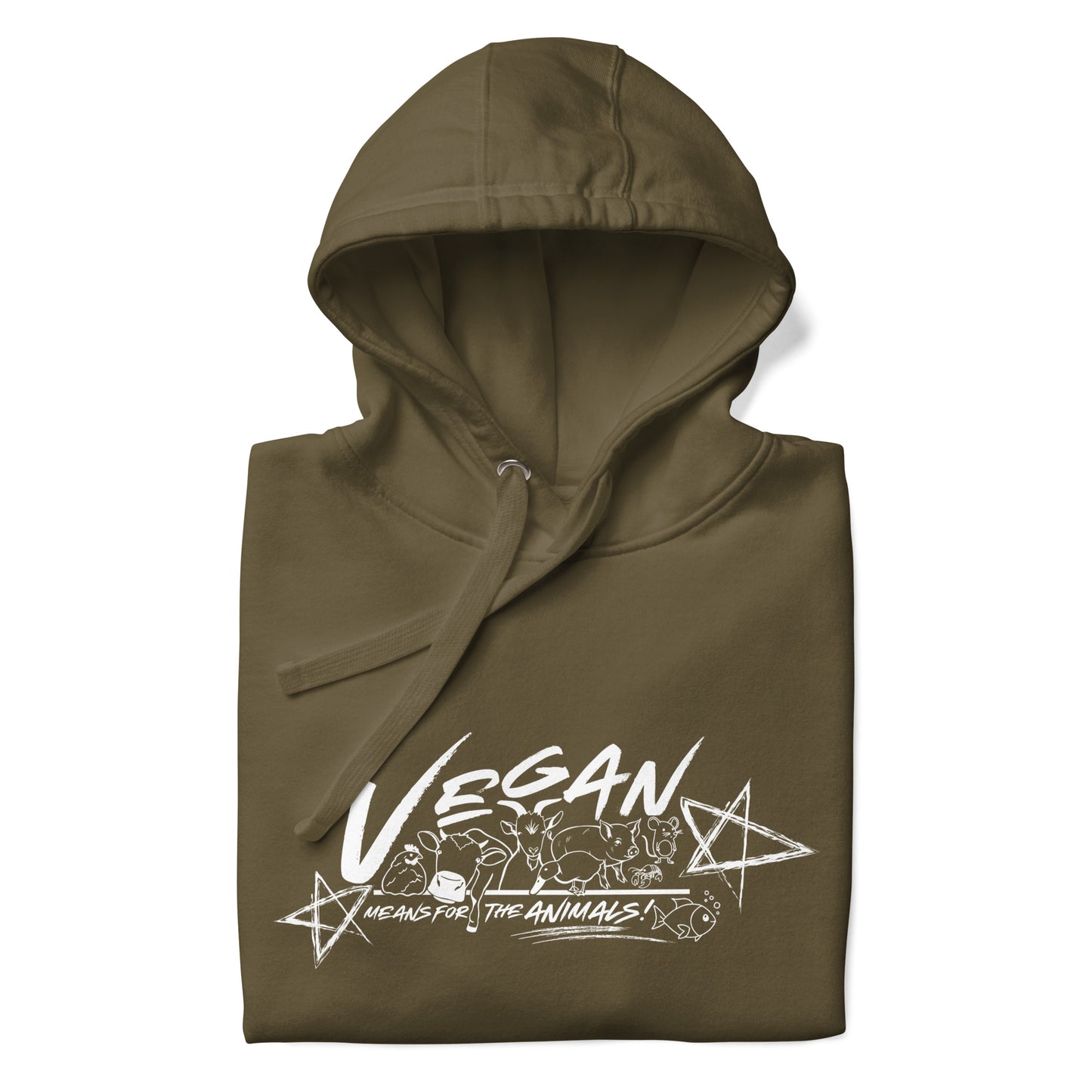VEGAN " Means For The Animals! " Unisex Premium Hoodie