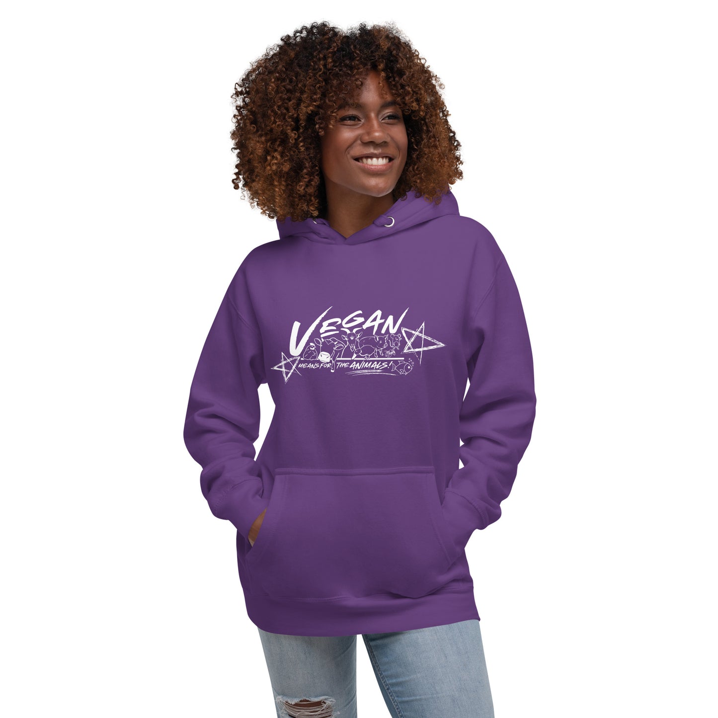 VEGAN " Means For The Animals! " Unisex Premium Hoodie