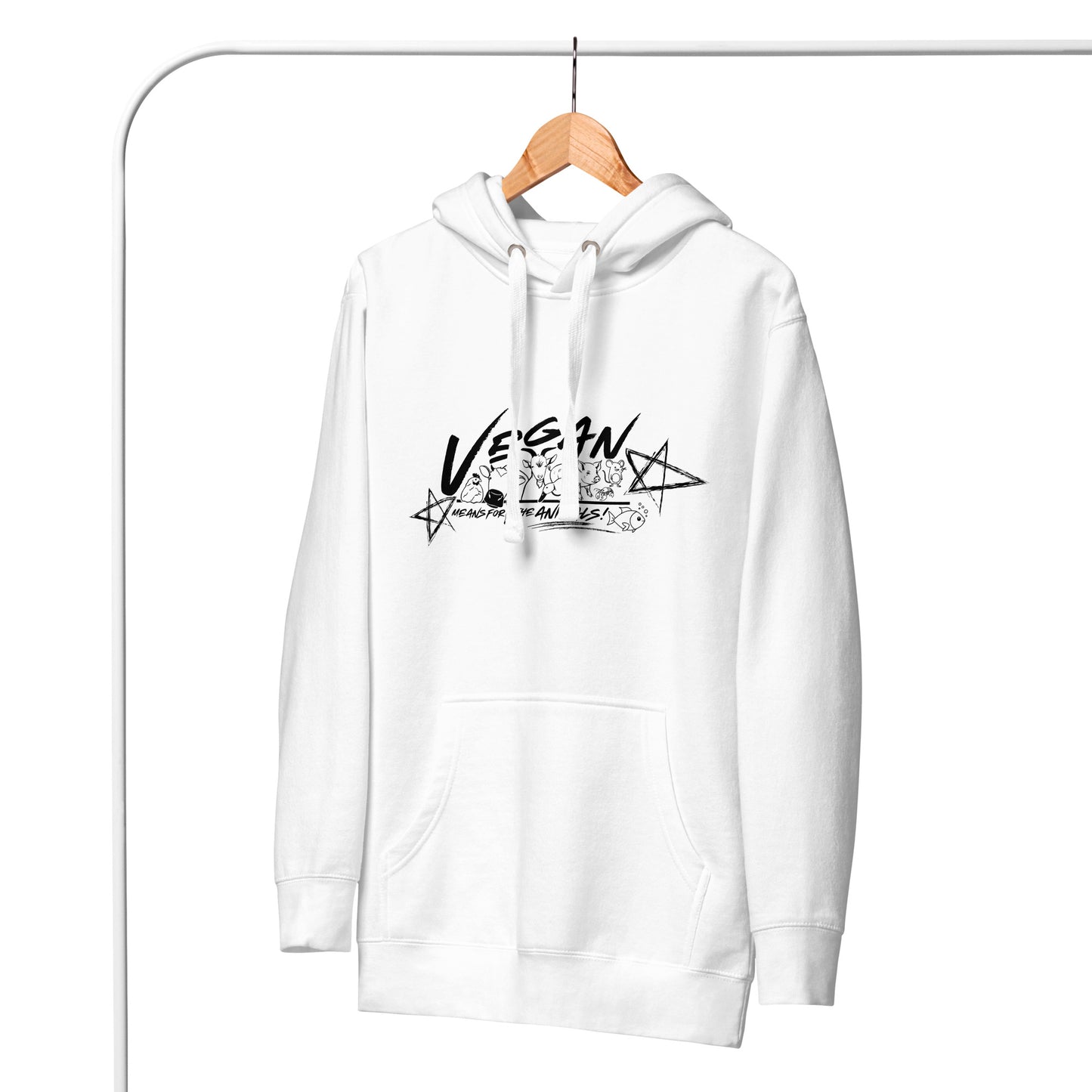 VEGAN " Means For The Animals! " Unisex Premium Hoodie