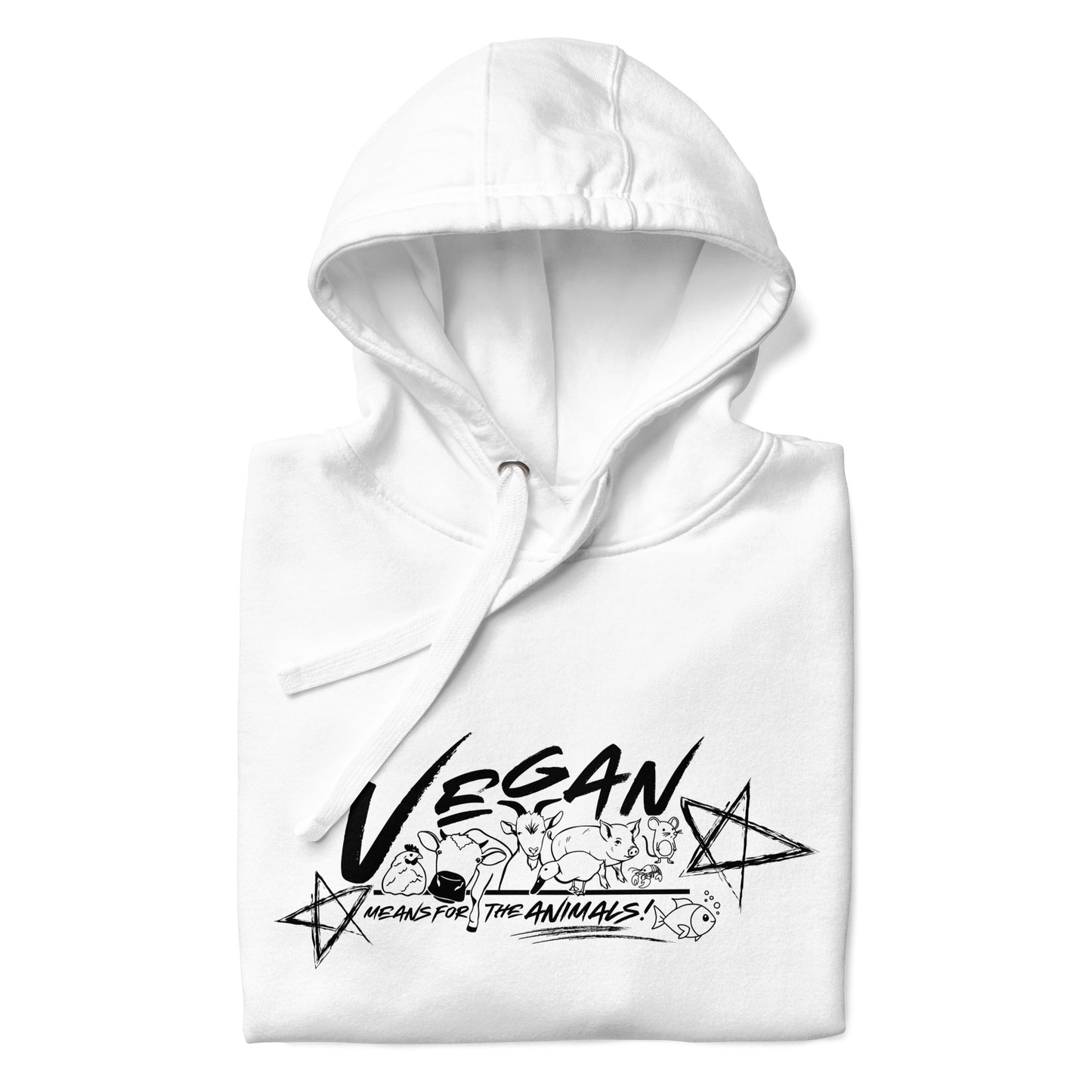 VEGAN " Means For The Animals! " Unisex Premium Hoodie