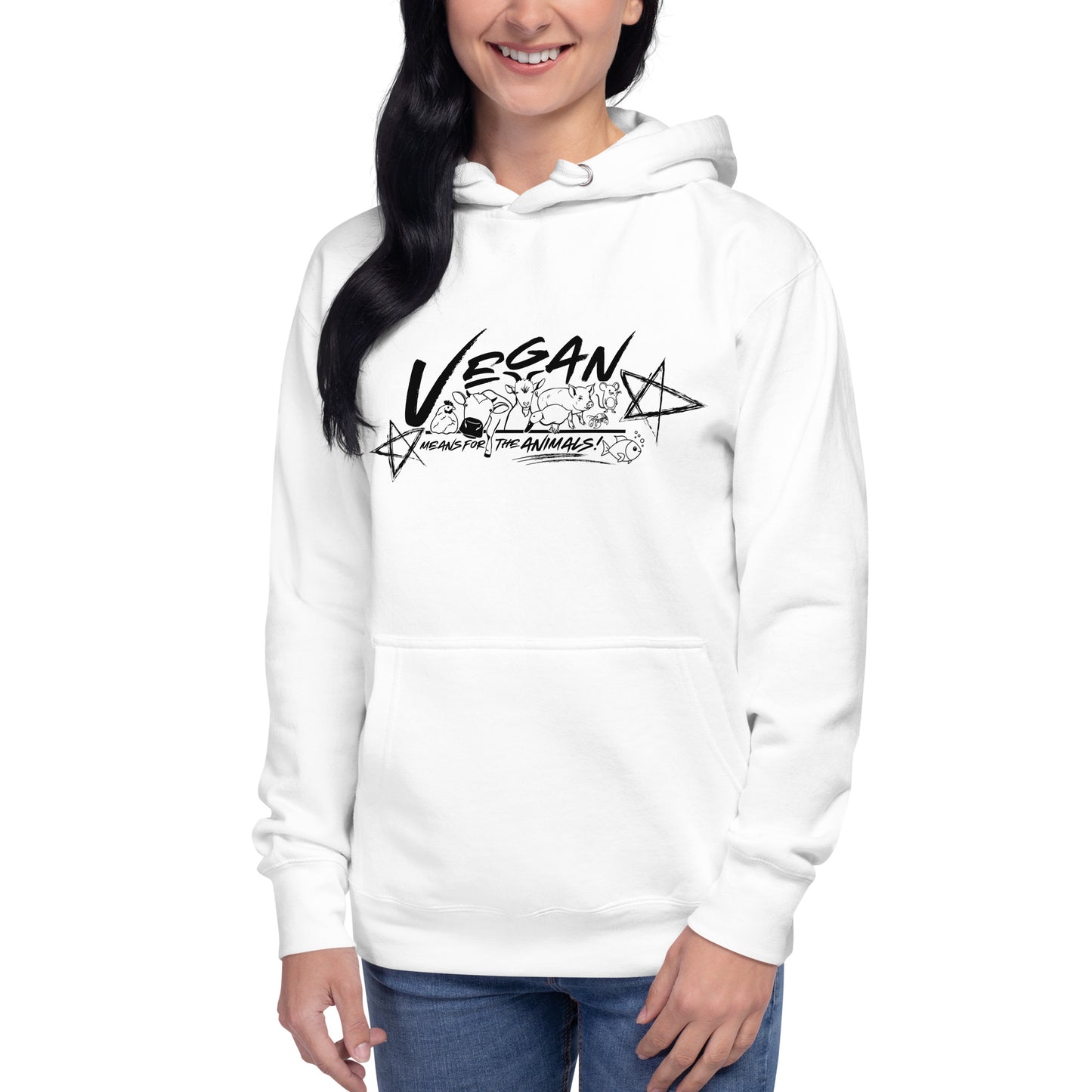 VEGAN " Means For The Animals! " Unisex Premium Hoodie