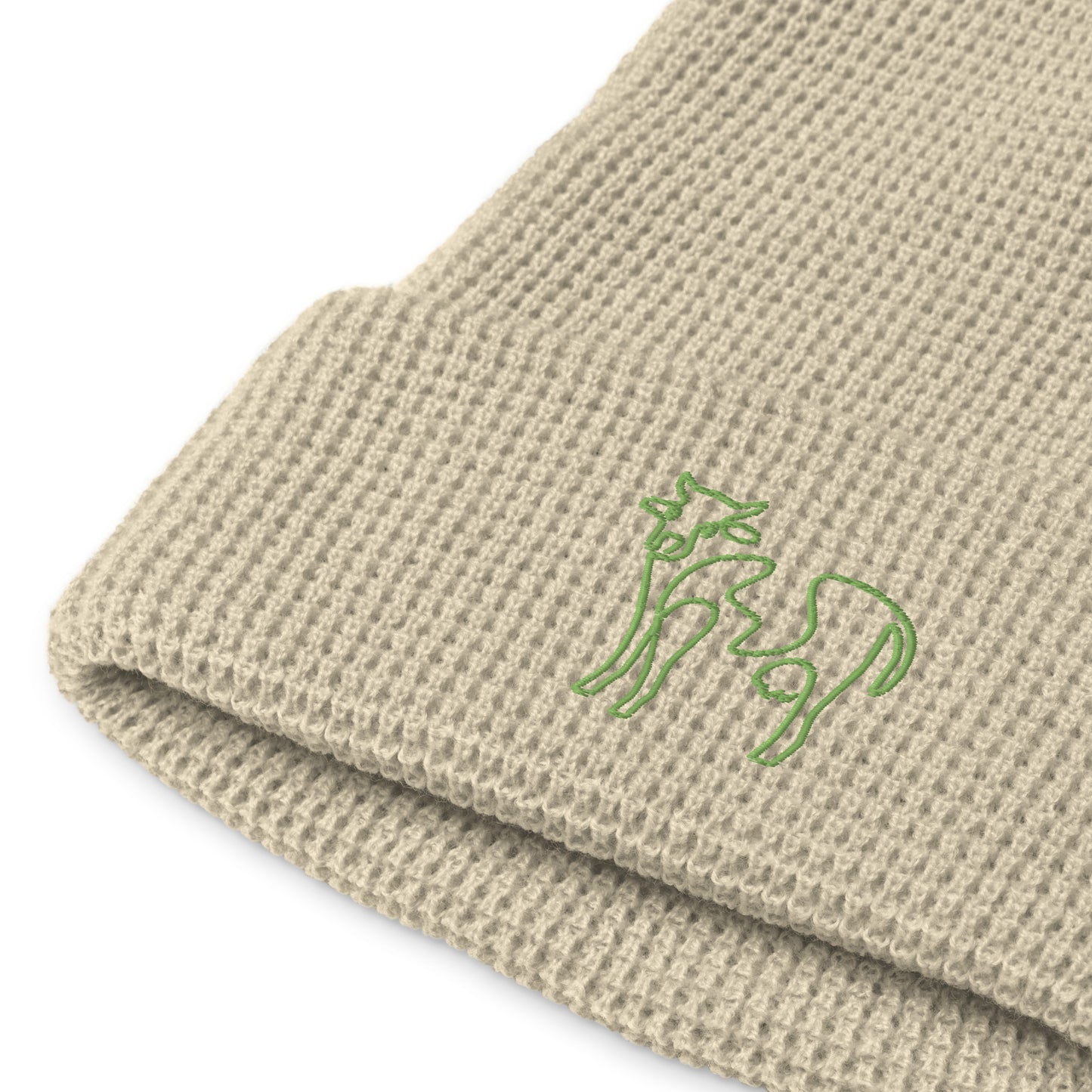 VEGAN " Cow Calligraphy " Embroidered Waffle beanie