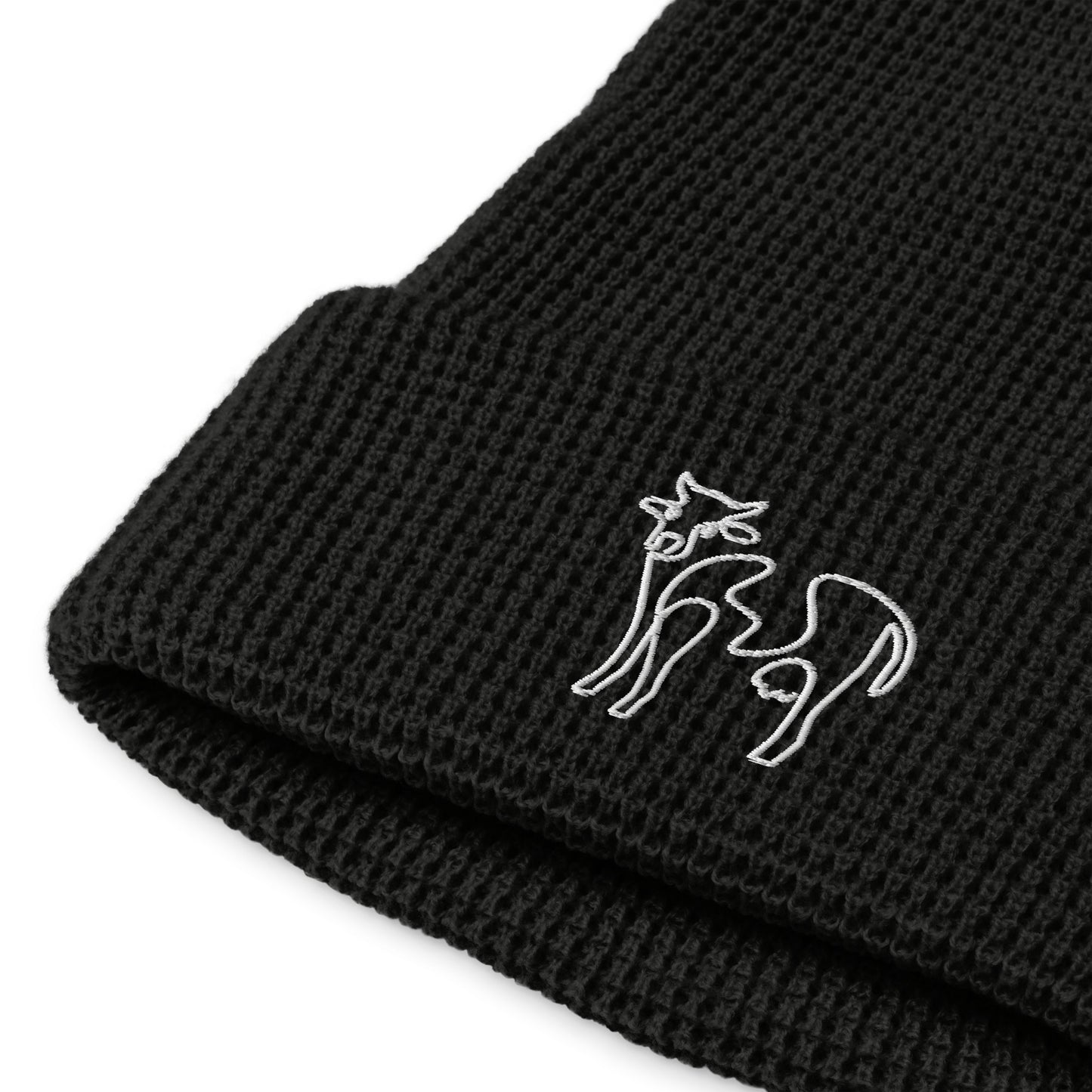 VEGAN " Cow Calligraphy " Embroidered Waffle beanie