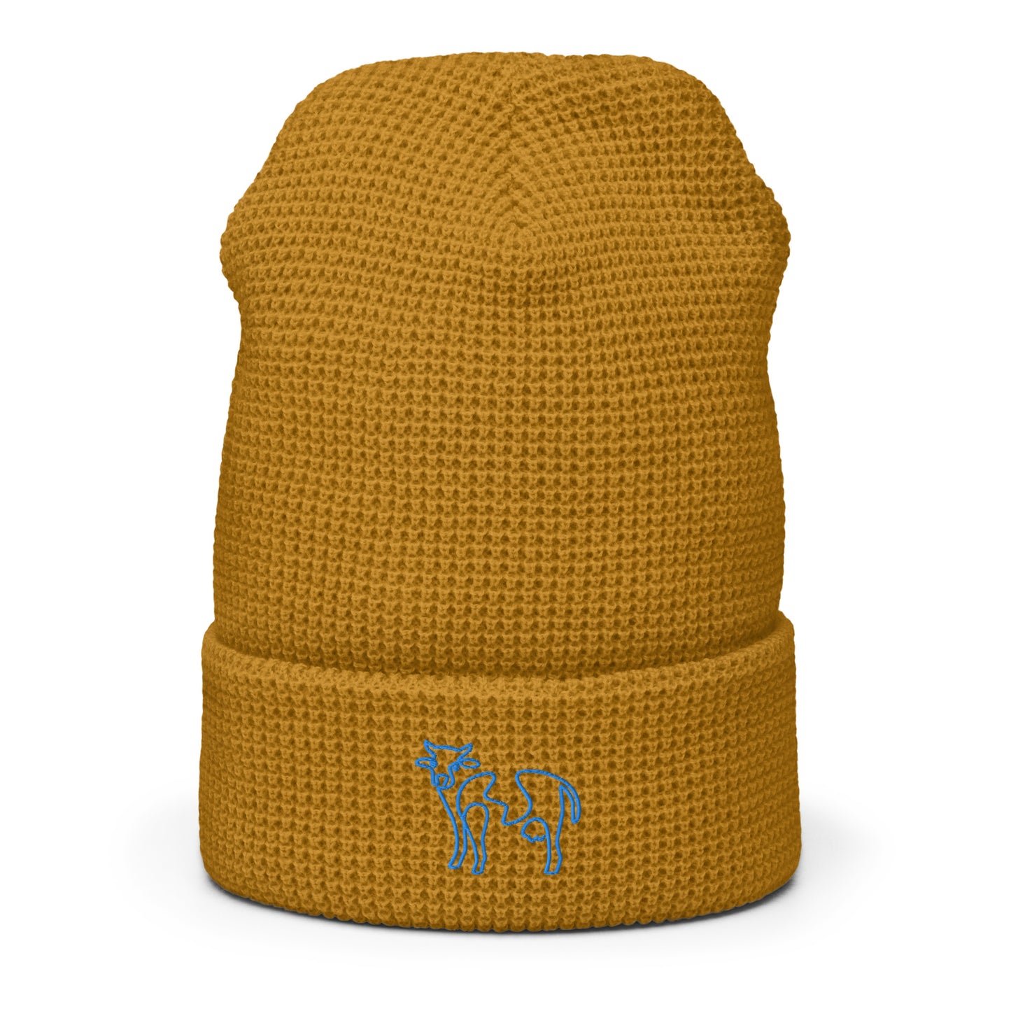 VEGAN " Cow Calligraphy " Embroidered Waffle beanie
