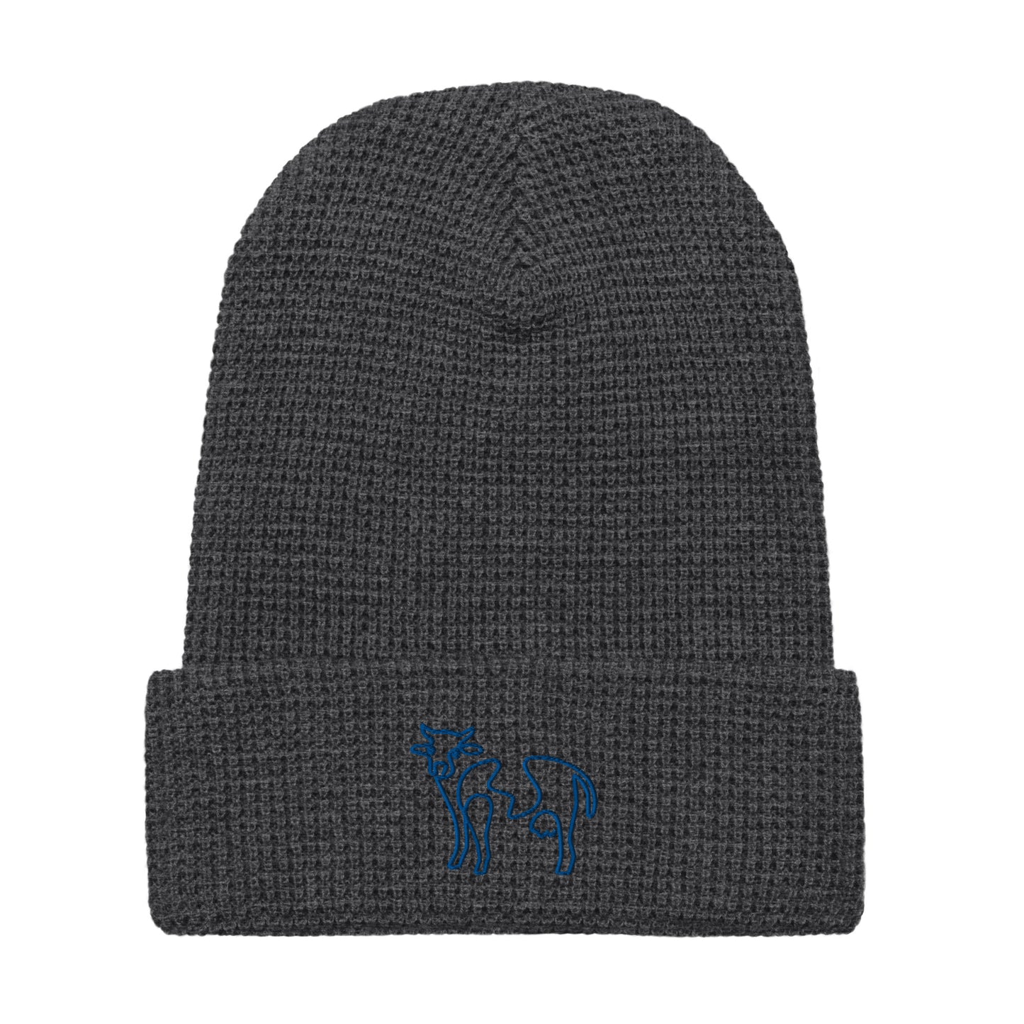 VEGAN " Cow Calligraphy " Embroidered Waffle beanie