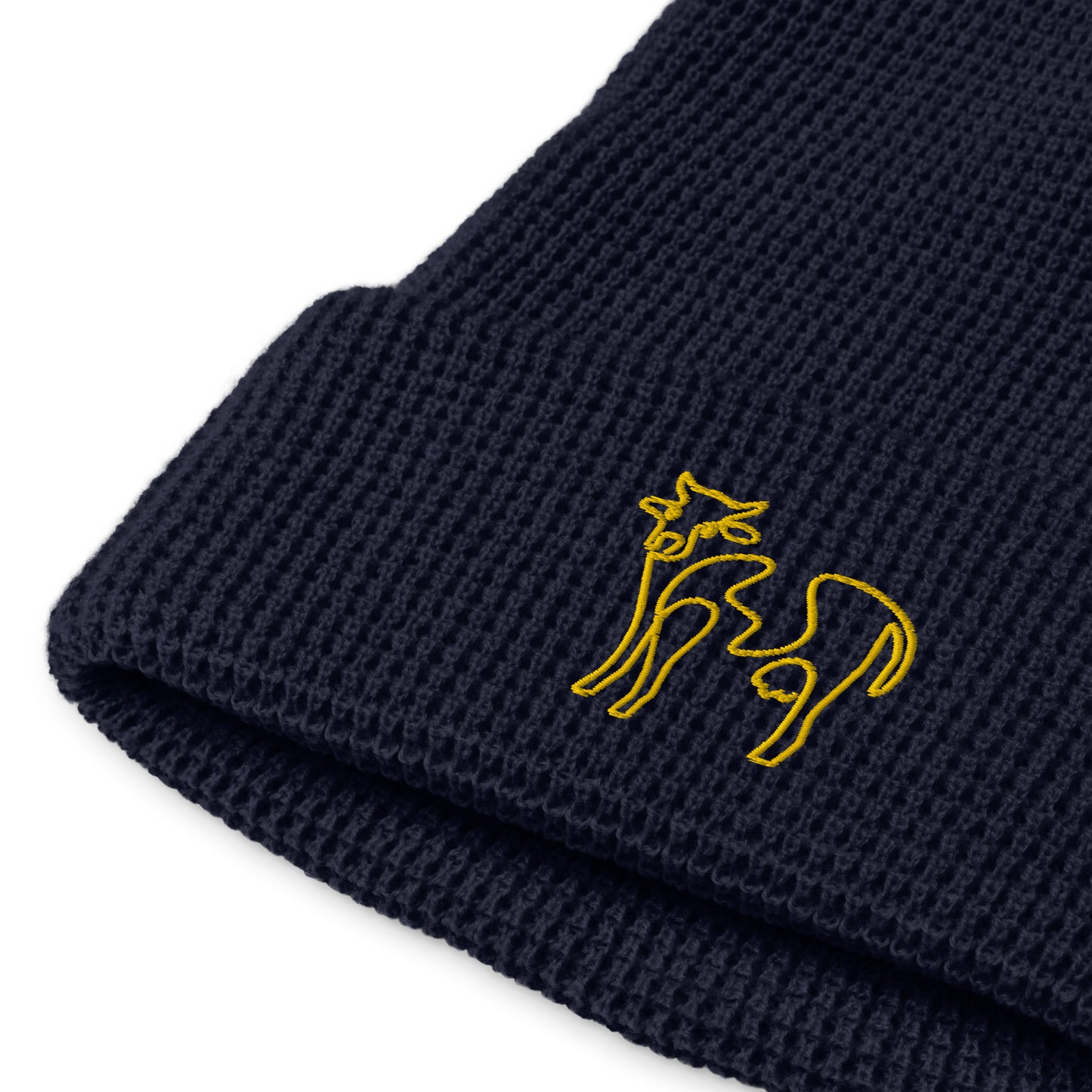 VEGAN " Cow Calligraphy " Embroidered Waffle beanie