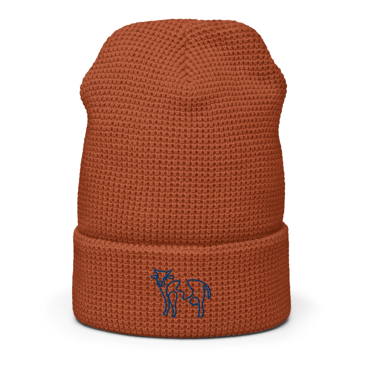 VEGAN " Cow Calligraphy " Embroidered Waffle beanie