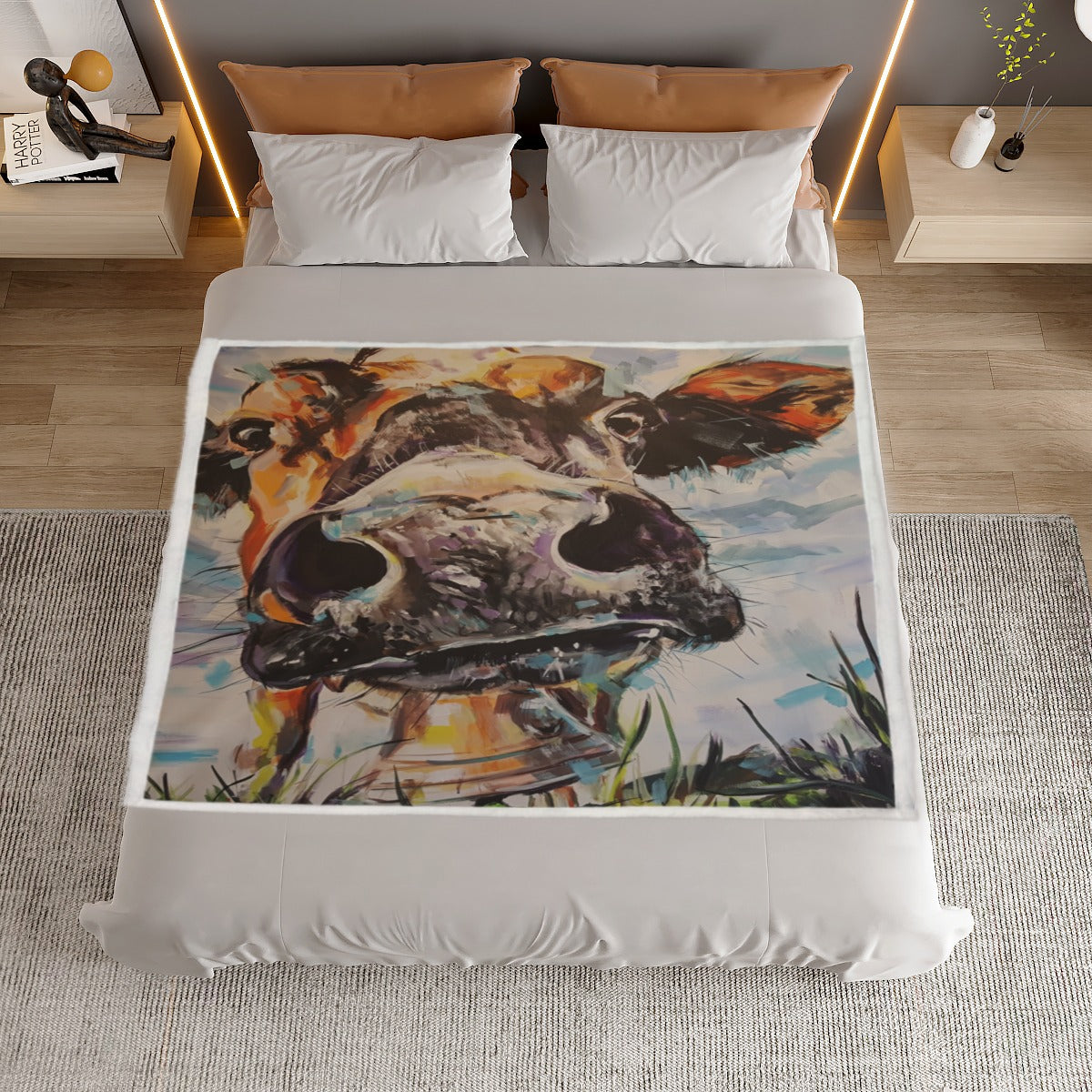 Vegan  Pastel Cow Colored Micro Fleece Blanket