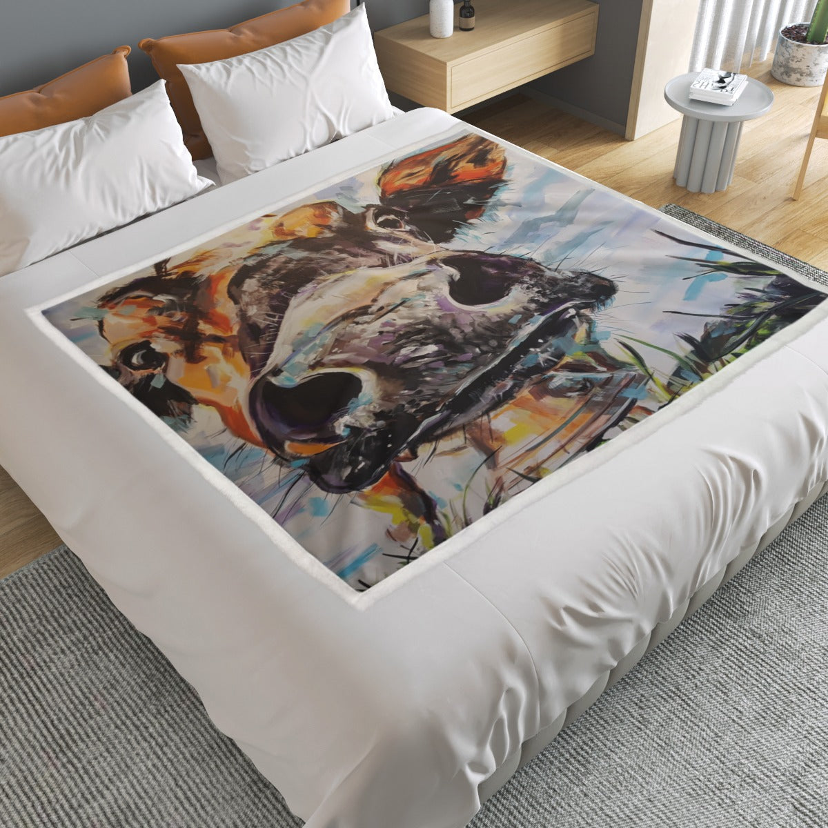 Vegan  Pastel Cow Colored Micro Fleece Blanket