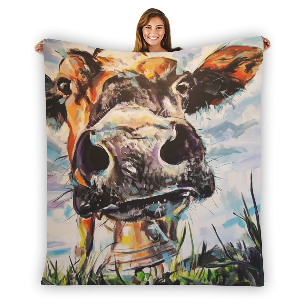 VEGAN Pastel Cow Flannel Blanket